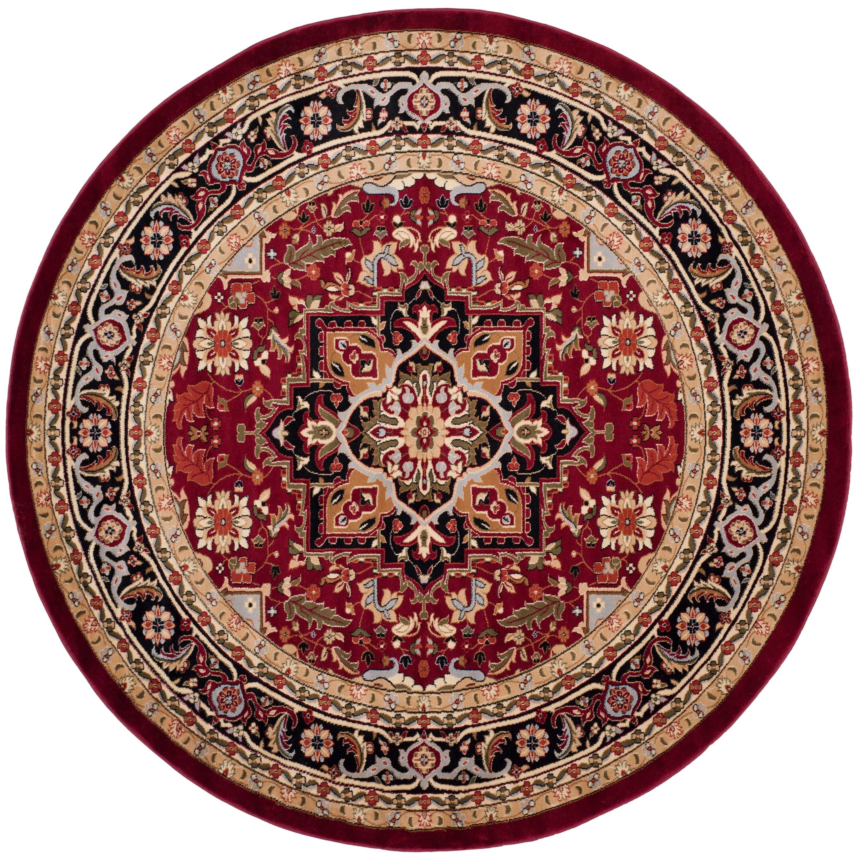 Lyndhurst LNH330 Power Loomed Area Rug - Red/Black - 8' Round - Safavieh.