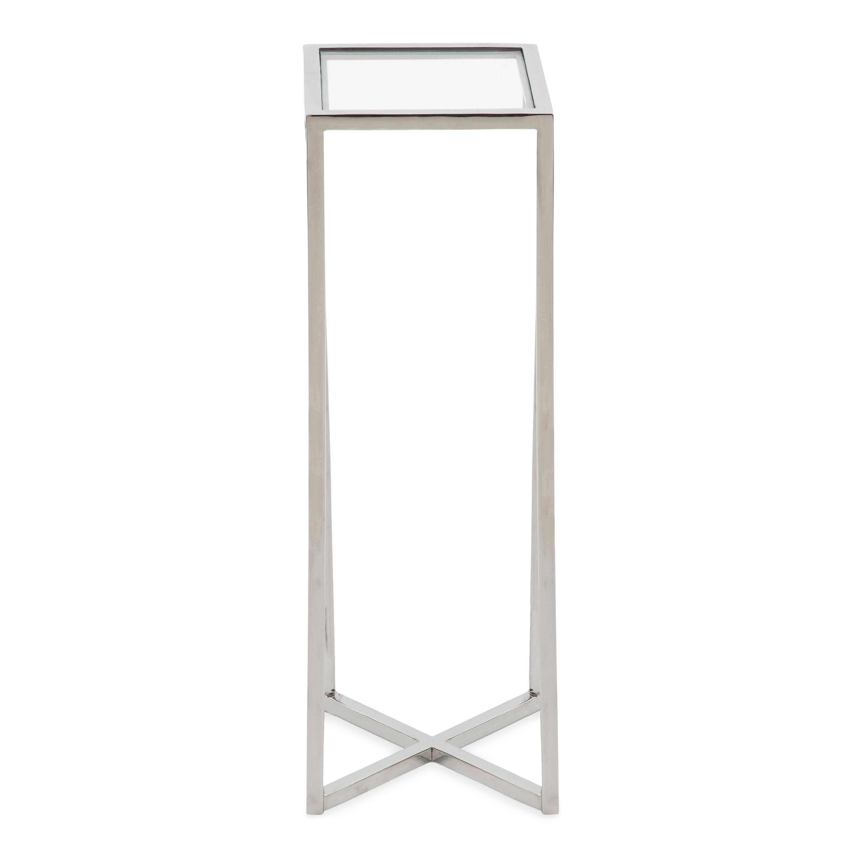 Kate and Laurel Jaspur Square Metal Drink Table, 7x7x21, Silver
