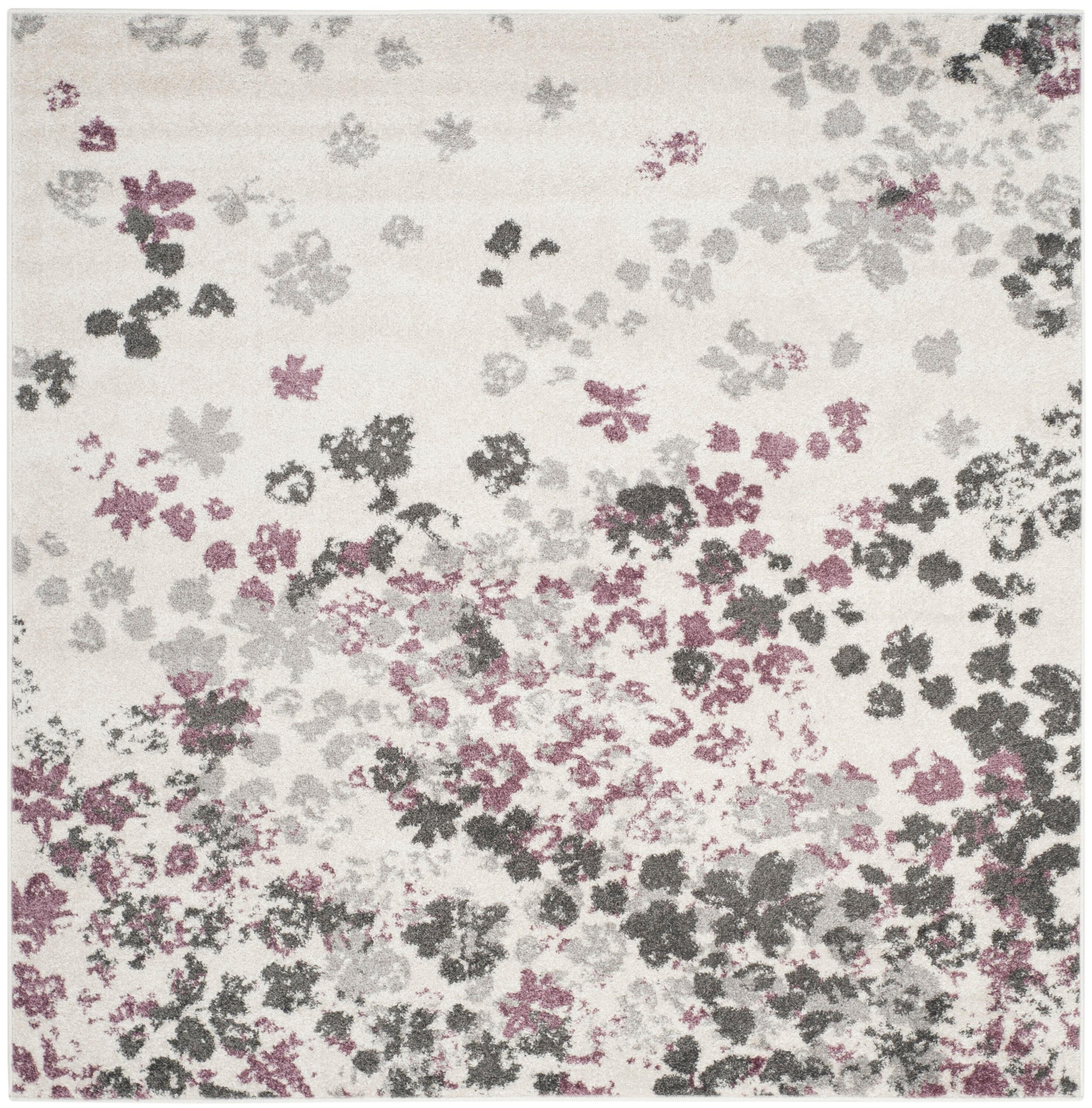 Adirondack ADR115 Machine Made Indoor Area Rug - Ivory/Purple - 4'x4' - Safavieh