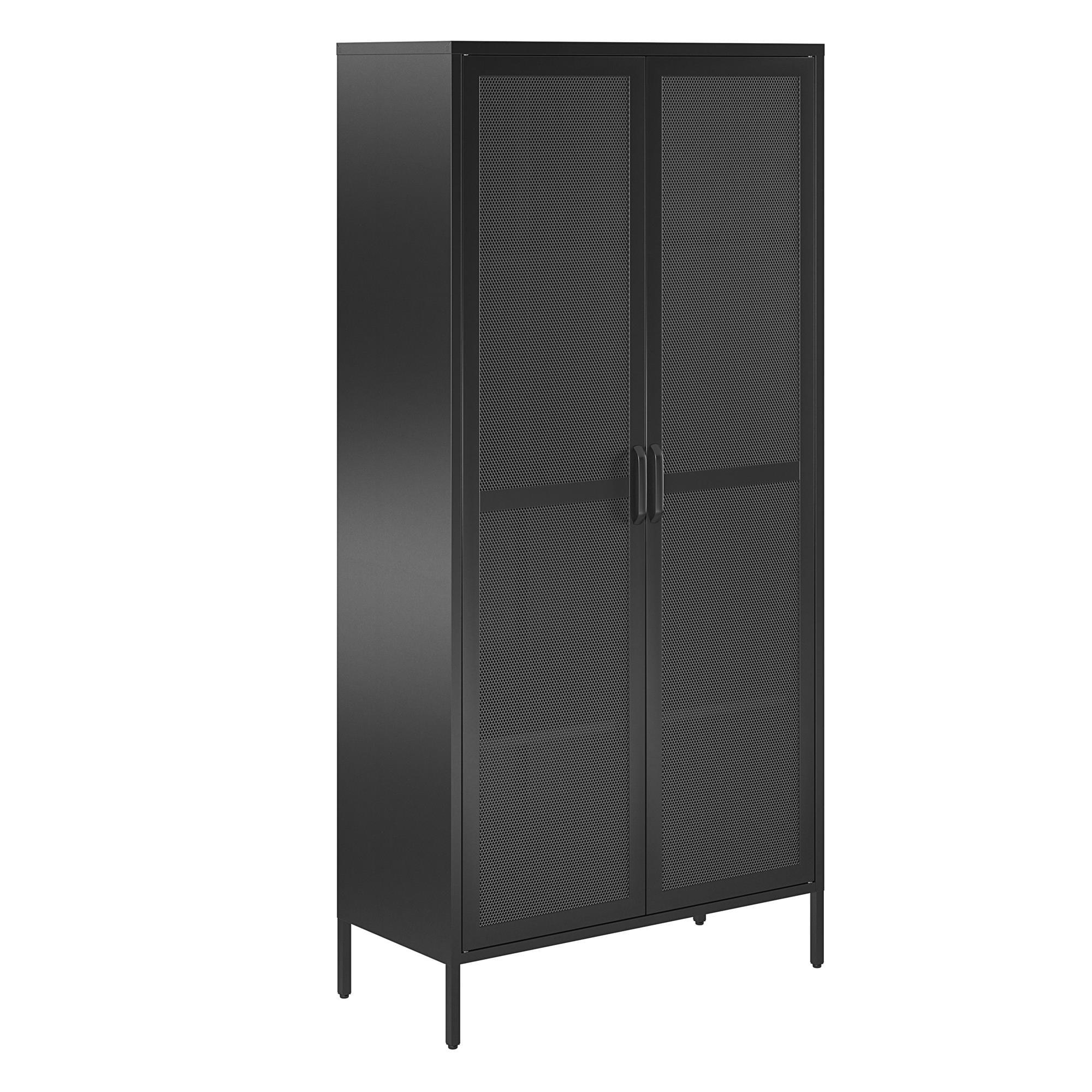 Black Tall Metal Freestanding Storage Cabinet with Adjustable Shelving