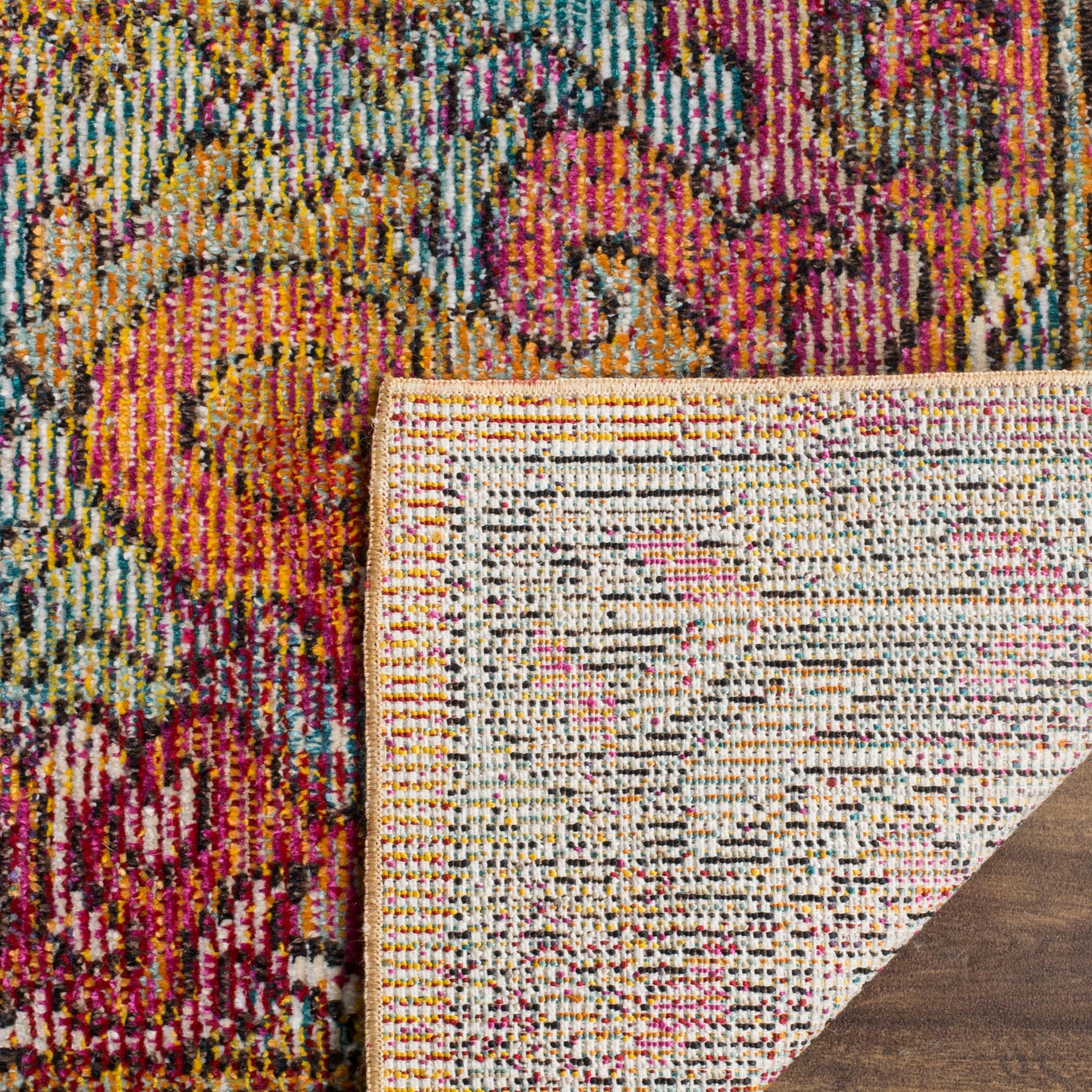 Crystal CRS502 Power Loomed Area Rug - Orange/Light Blue - 7' Round - Safavieh.