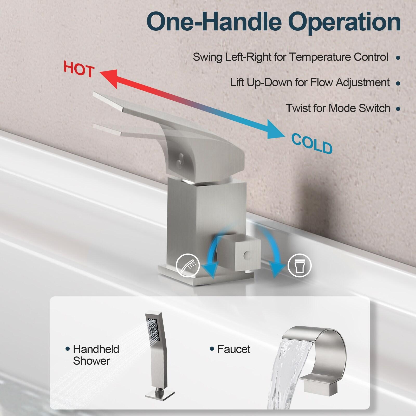 GRANDJOY Complete Shower System, 10" and 6" Dual Wall Mount Rain Shower Faucets with Handheld Shower Spray, High Pressure in Matte Black