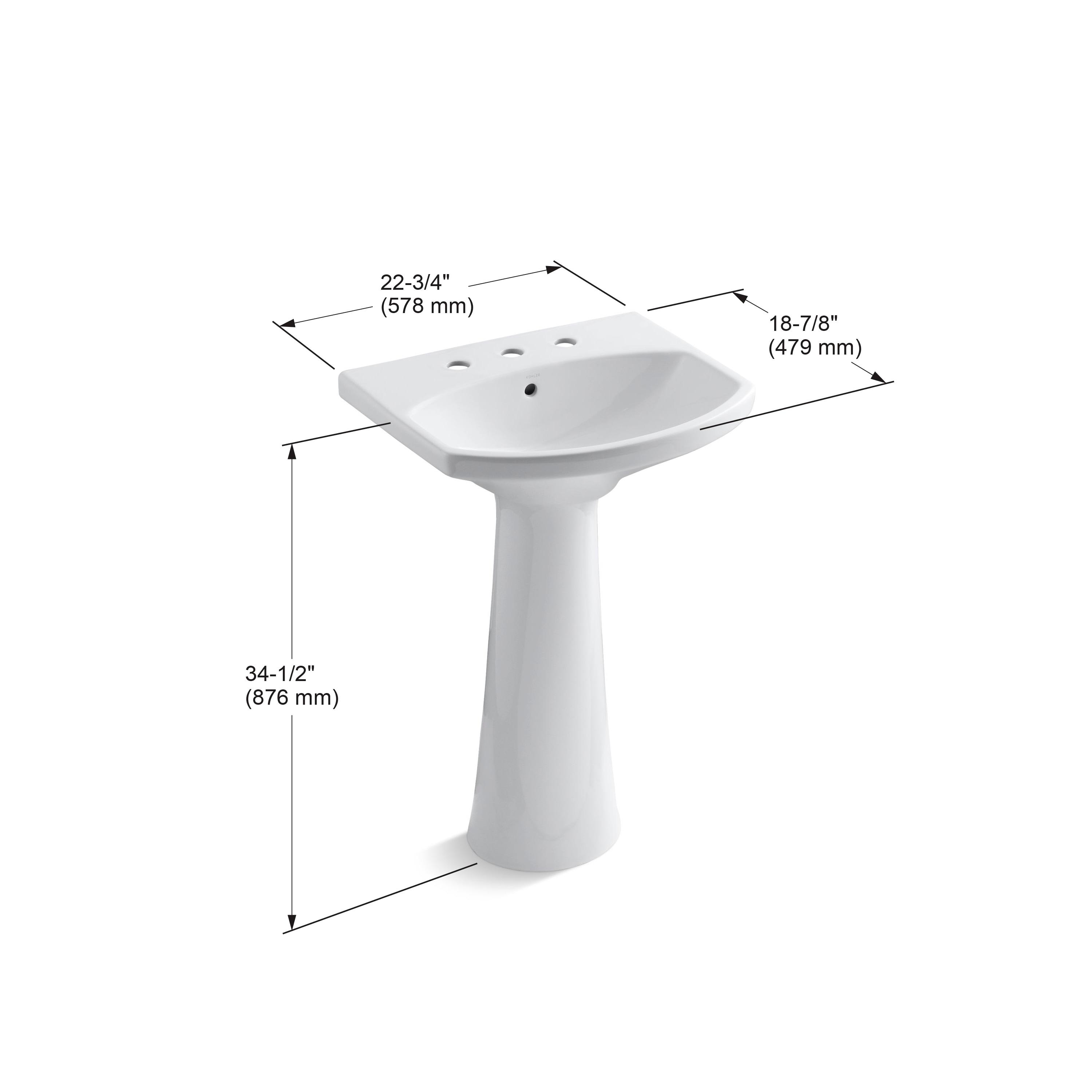 Cimarron® 26.81" Vitreous China U-Shape Pedestal Bathroom Sink with Overflow