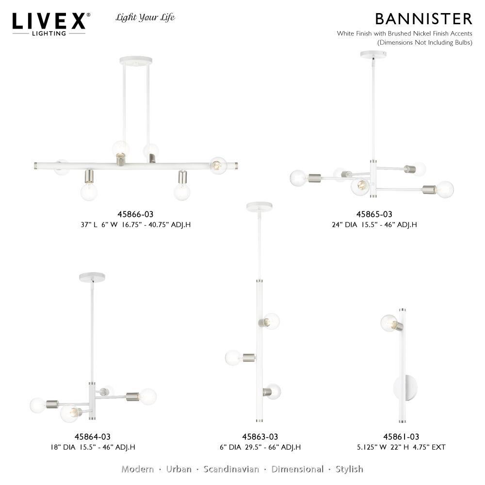 Livex Lighting Bannister 5 - Light Chandelier in  White