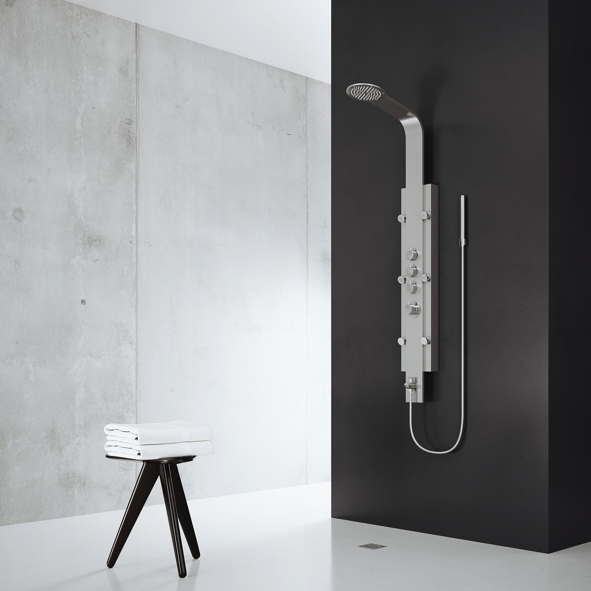 Mateo 60" H X 7" W 6-Jet Shower System & Tub Filler with Hand Shower Wand and Rainfall Shower Head