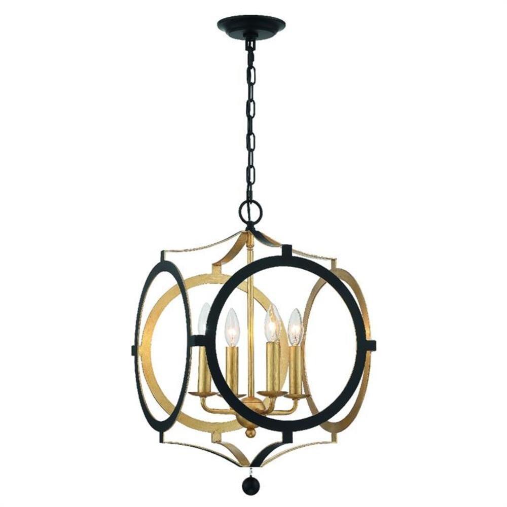 Crystorama Odelle 4-light Matte Black/ Antique Gold Chandelier