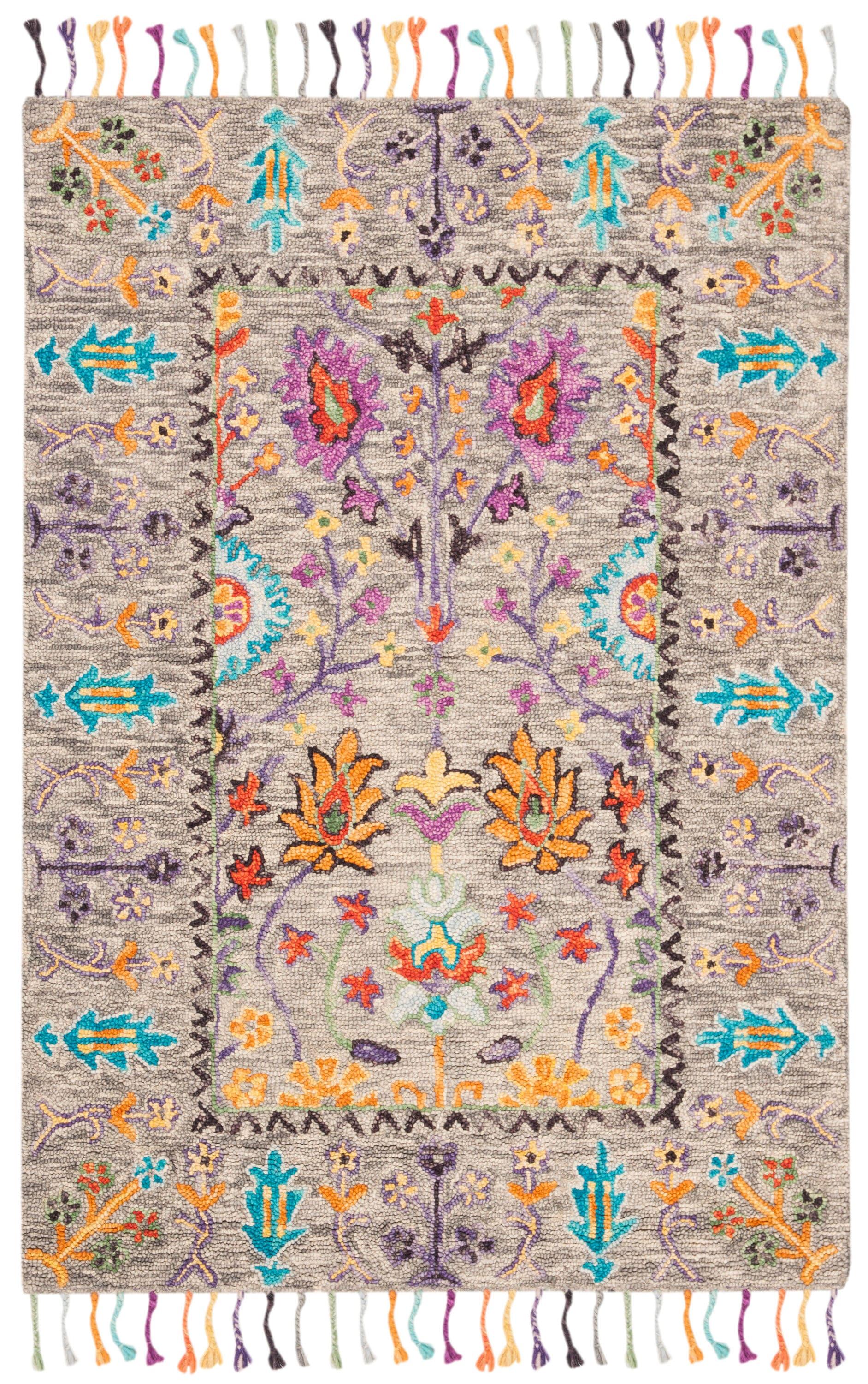 Blossom BLM453 Hand Tufted Indoor Accent Rug - Grey/Multi - 3'x5' - Safavieh