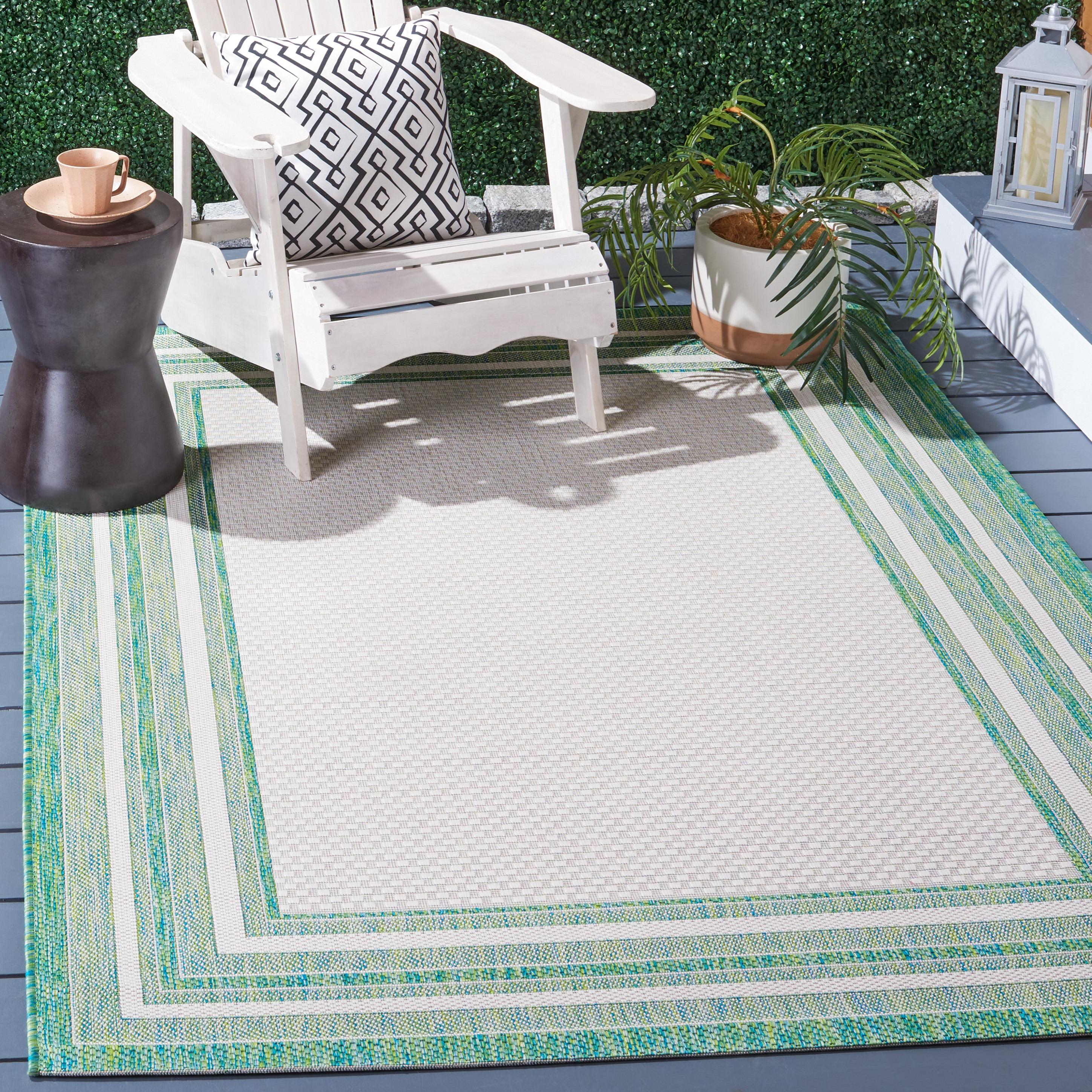 Courtyard CY8475 Power Loomed Indoor and Outdoor Area Rug - Ivory/Green - 5'3"x7'7" - Safavieh