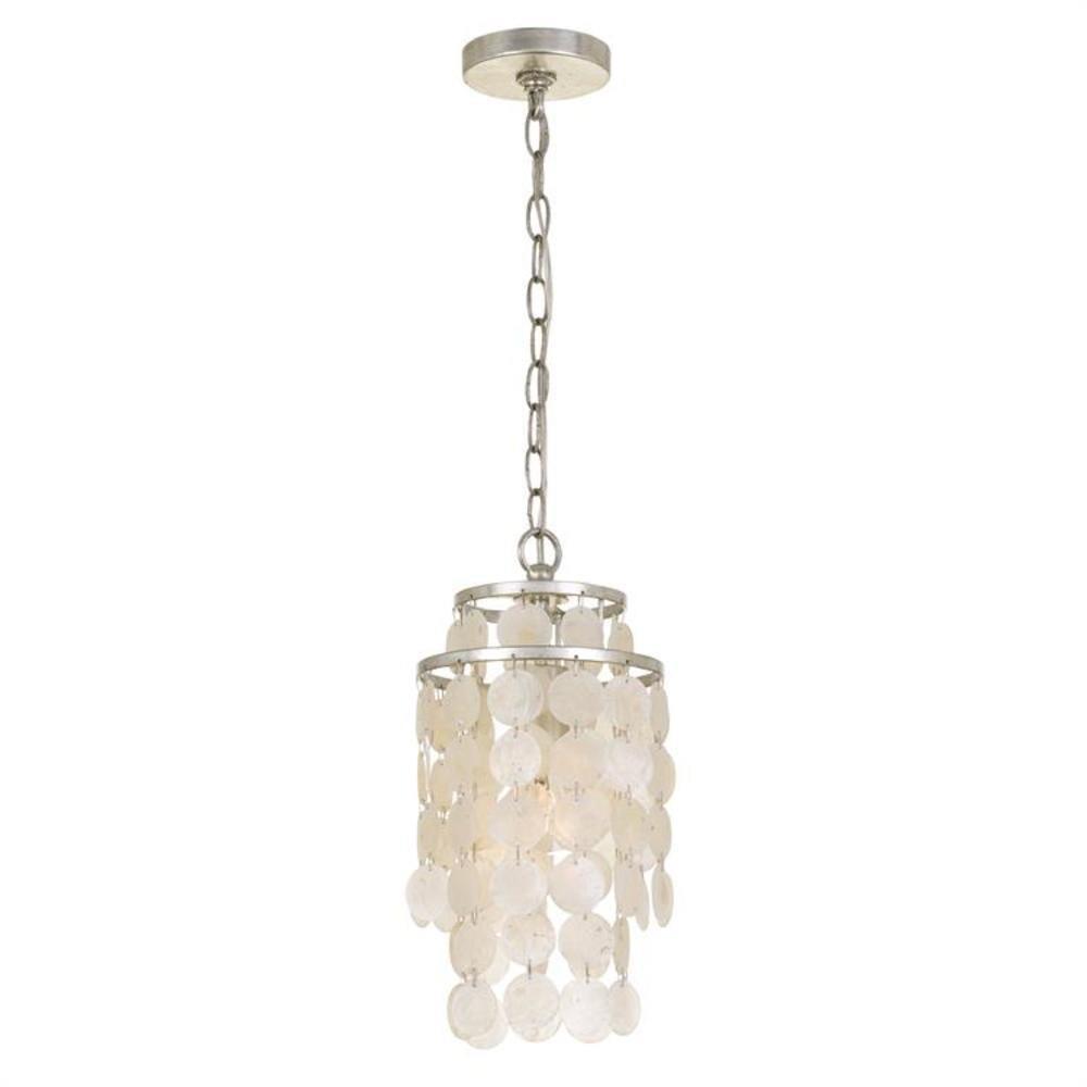 Crystorama Brielle 1 Light Antique Silver Mini Chandelier - 7'' W x 14.5'' H