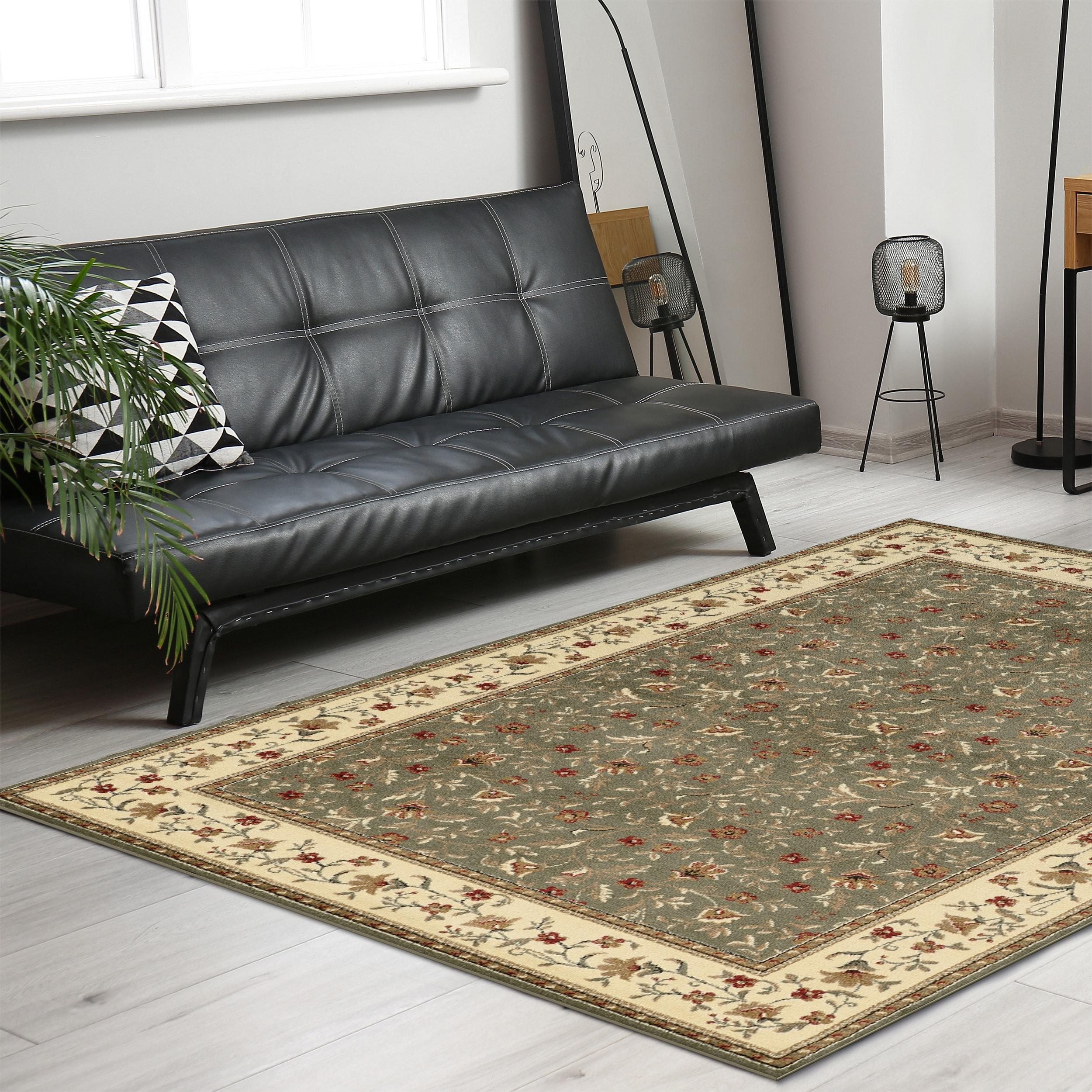 Radici Usa Como Area Rug 1593 Sage Italian Bordered 5' 5" x 7' 7" Rectangle