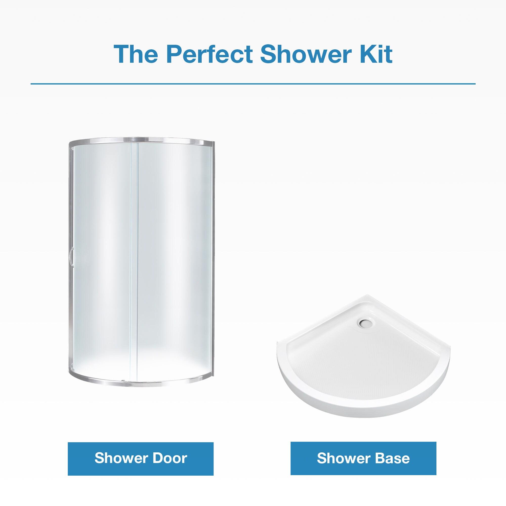 Ove Decors OVE Decors Breeze Premium 33 in. Round Shower Kit w/ Frosted, Base in Chrome Finish BREEZE 32 FROSTED GLASS KIT