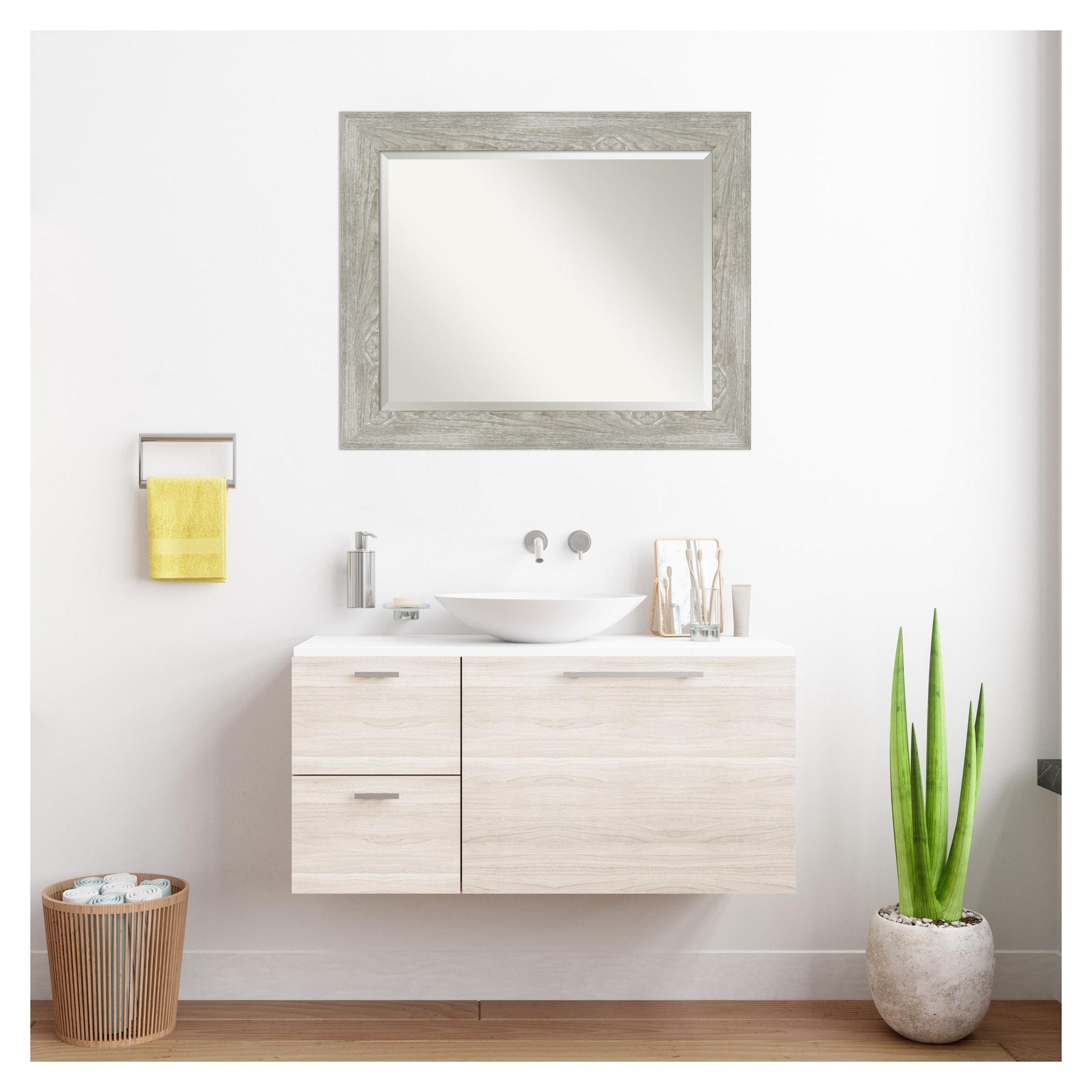 34" x 28" Dove Graywash Framed Bathroom Vanity Wall Mirror - Amanti Art: Modern, Wall Mount, Wood Frame