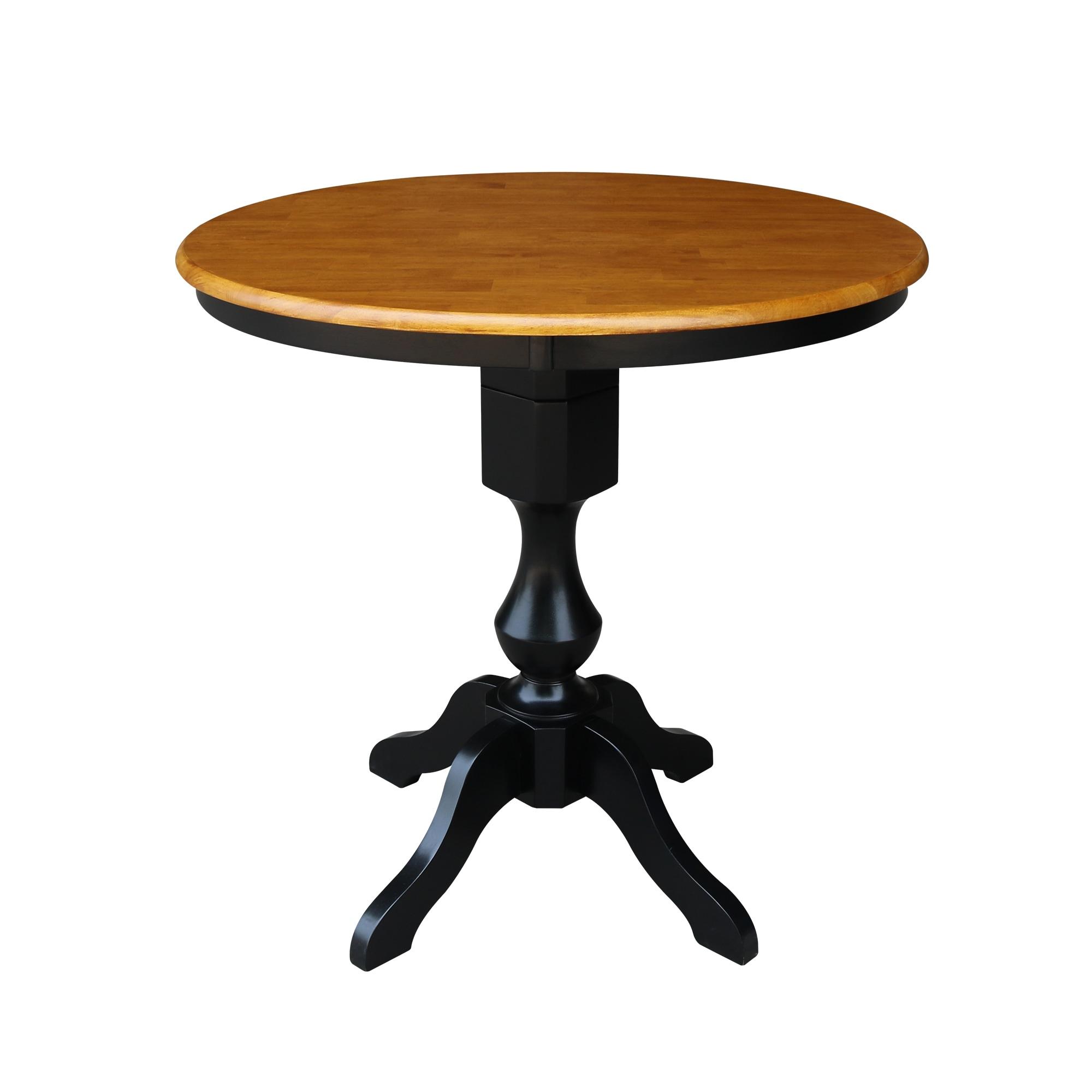 International Concepts 36 inches Round Pedestal Counter Height Table with 2 Emily Counter Height Stools - 3 Piece Set