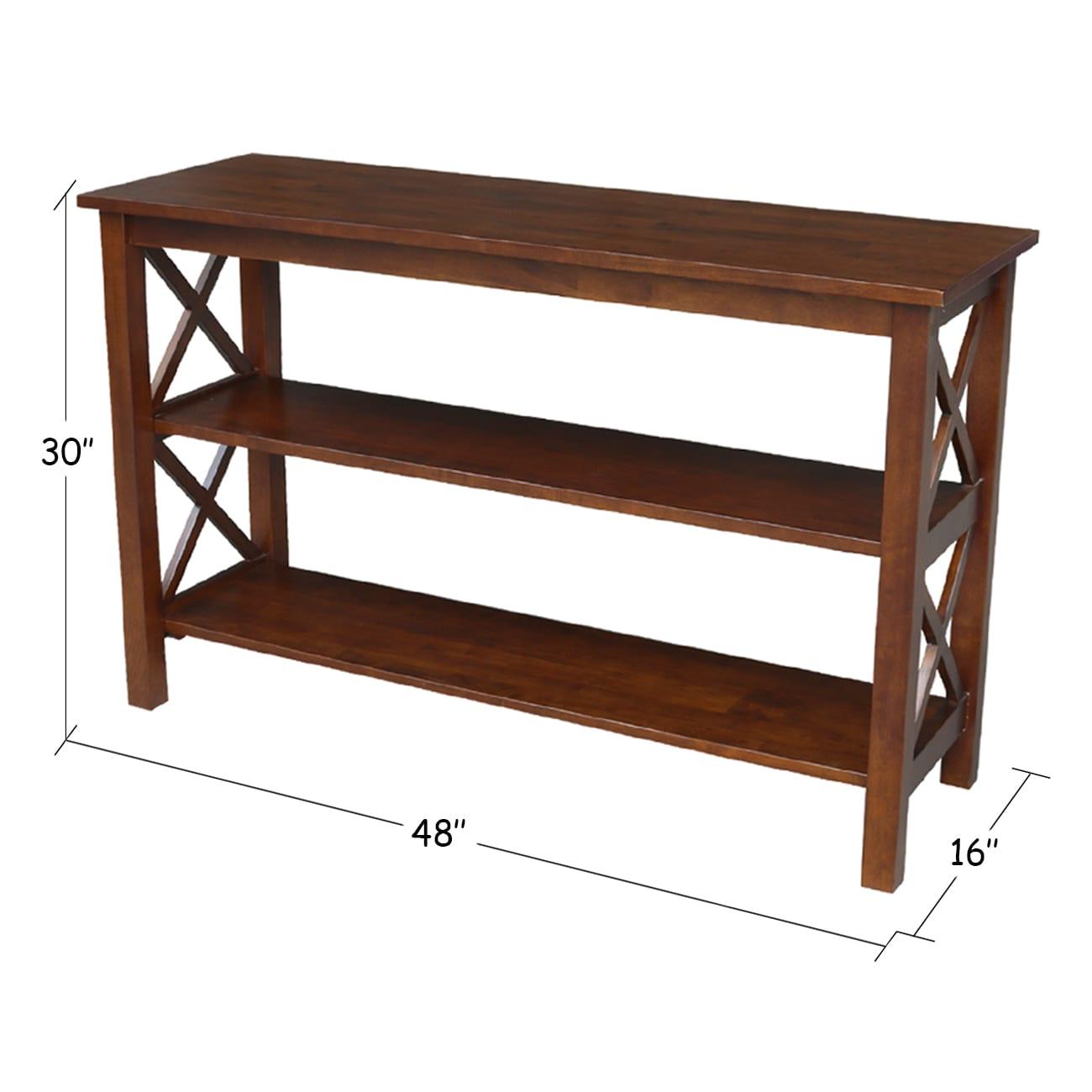 International Concepts Hampton Console Table Espresso: Stained Wood, Fixed Shelf, Rectangular Shape, Spot Clean