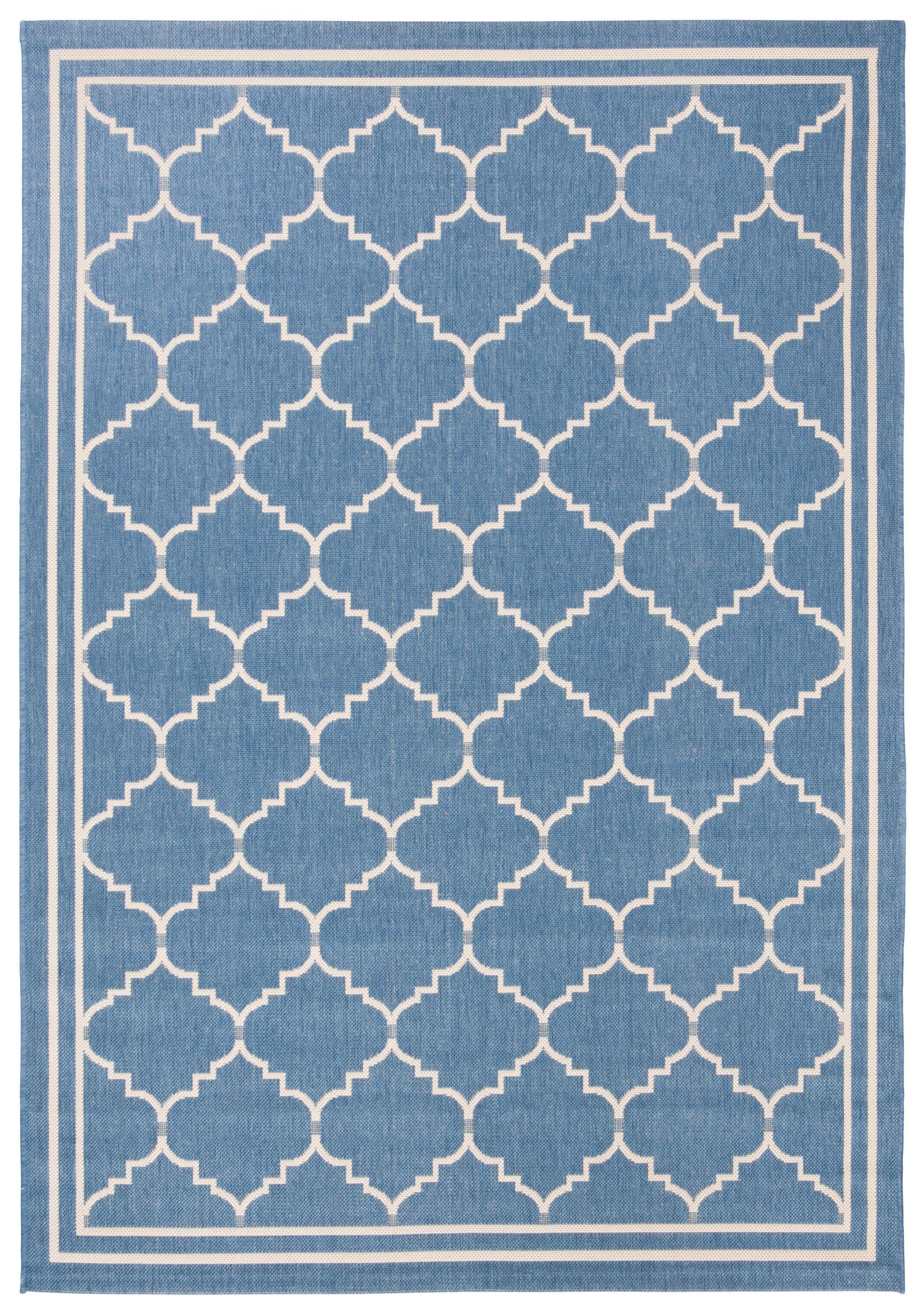 Courtyard CY6889 Power Loomed Indoor and Outdoor Area Rug - Blue/Beige - 5'3"x7'7" - Safavieh