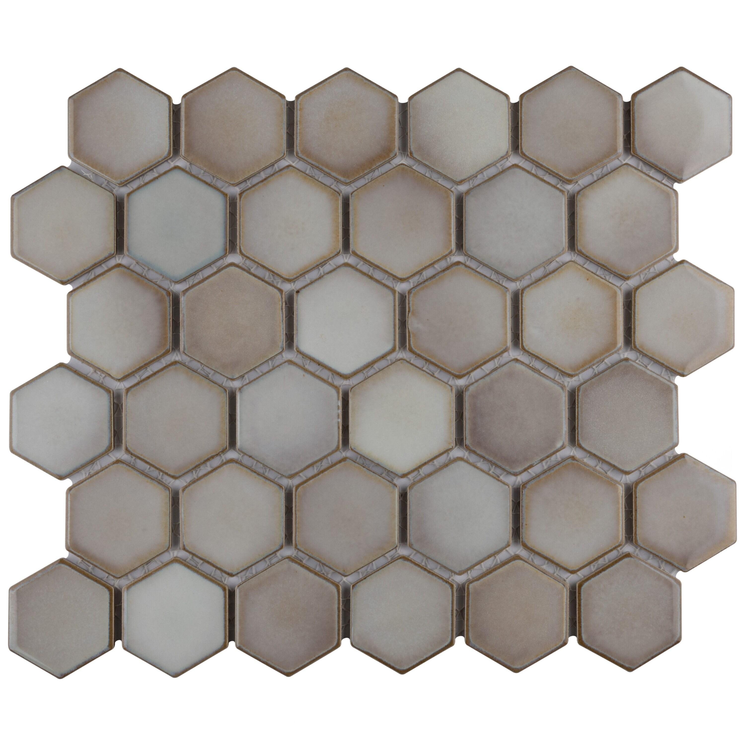 Merola Tile Hudson Due 2" Hex 10-7/8 " x 12-5/8 " Porcelain Mosaic Floor and Wall Tile