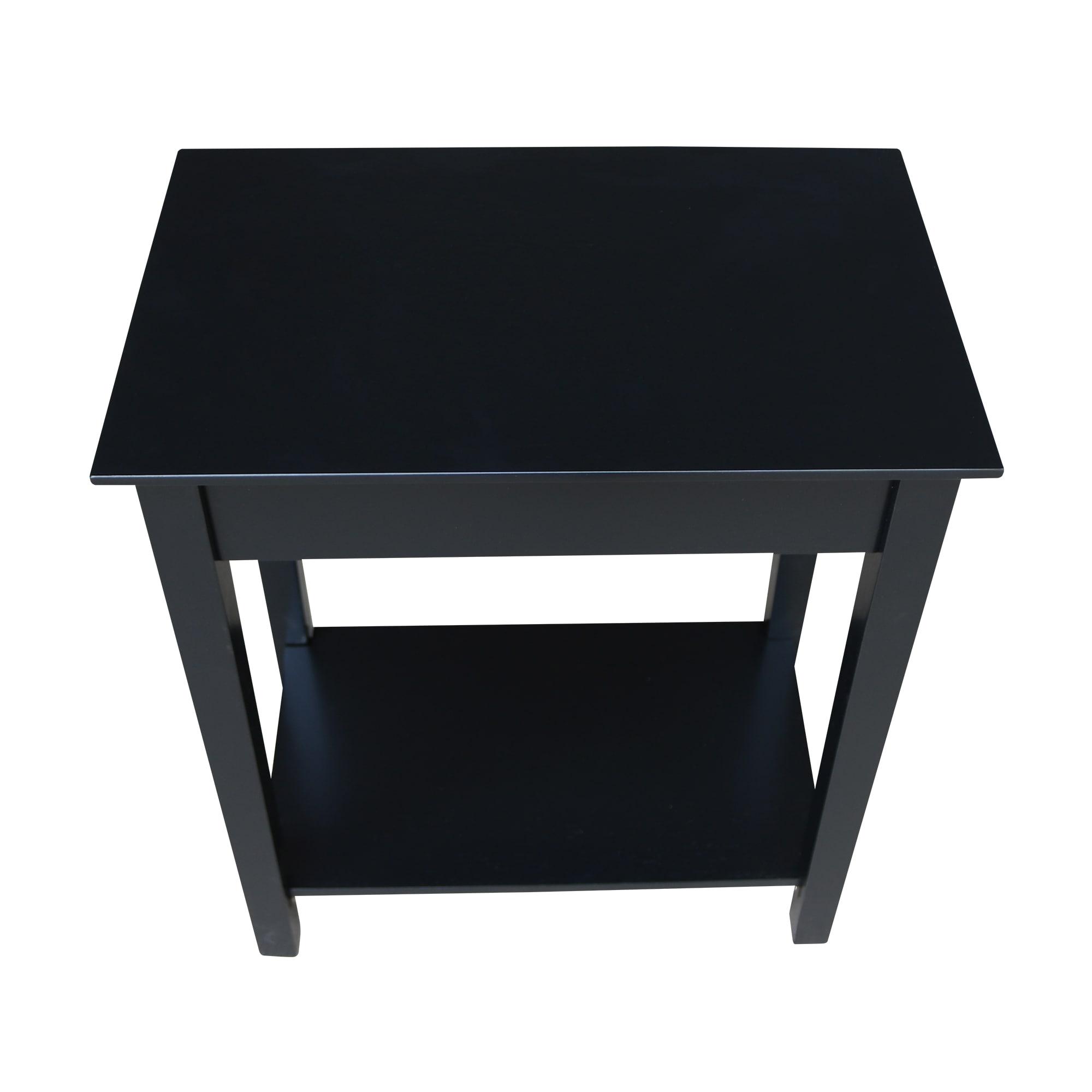 International Concepts Narrow End Table Black: Sleek Design with Drawer & Fixed Shelf for Living Room