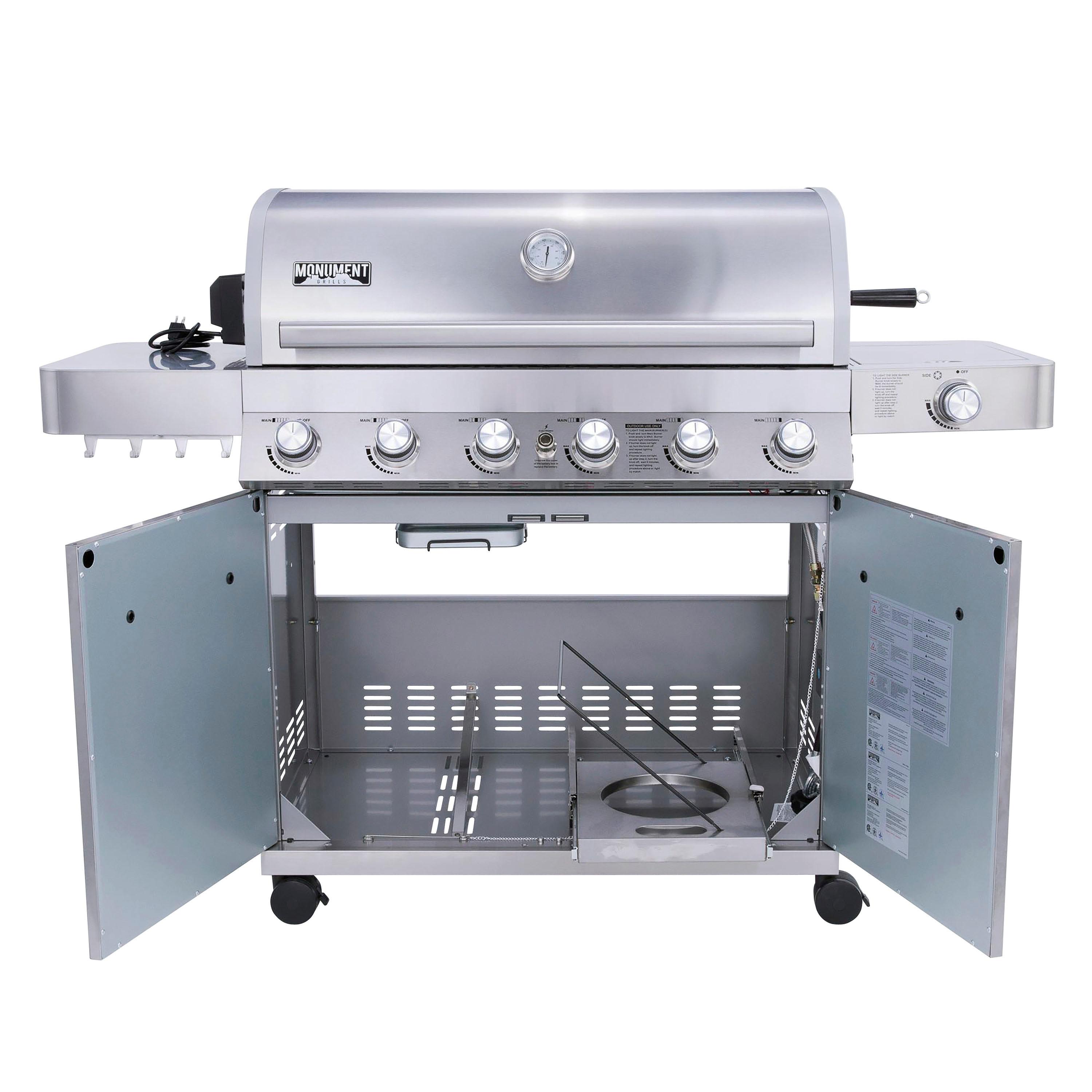 Monument Grill 77352 6-Burner Stainless Propane Gas Grillwith Rotisserie Kit