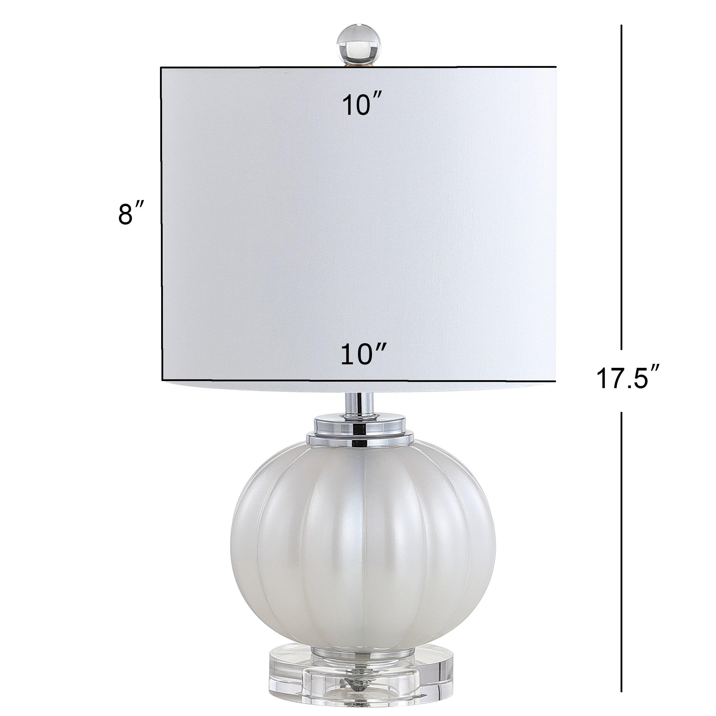 JONATHAN Y JYL2076A Pearl 17.5" Glass/Crystal LED Table Lamp, Glam, Contemporary, Transitional for living room, dinning room, bedroom, office Bulb Included, White/Chrome
