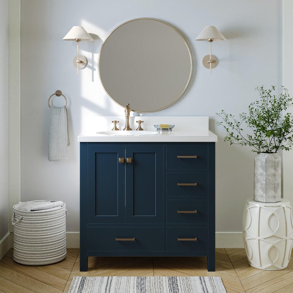 Ariel A037s-L-Bc Cambridge 36" Single Free Standing Wood Vanity Cabinet Only - Blue