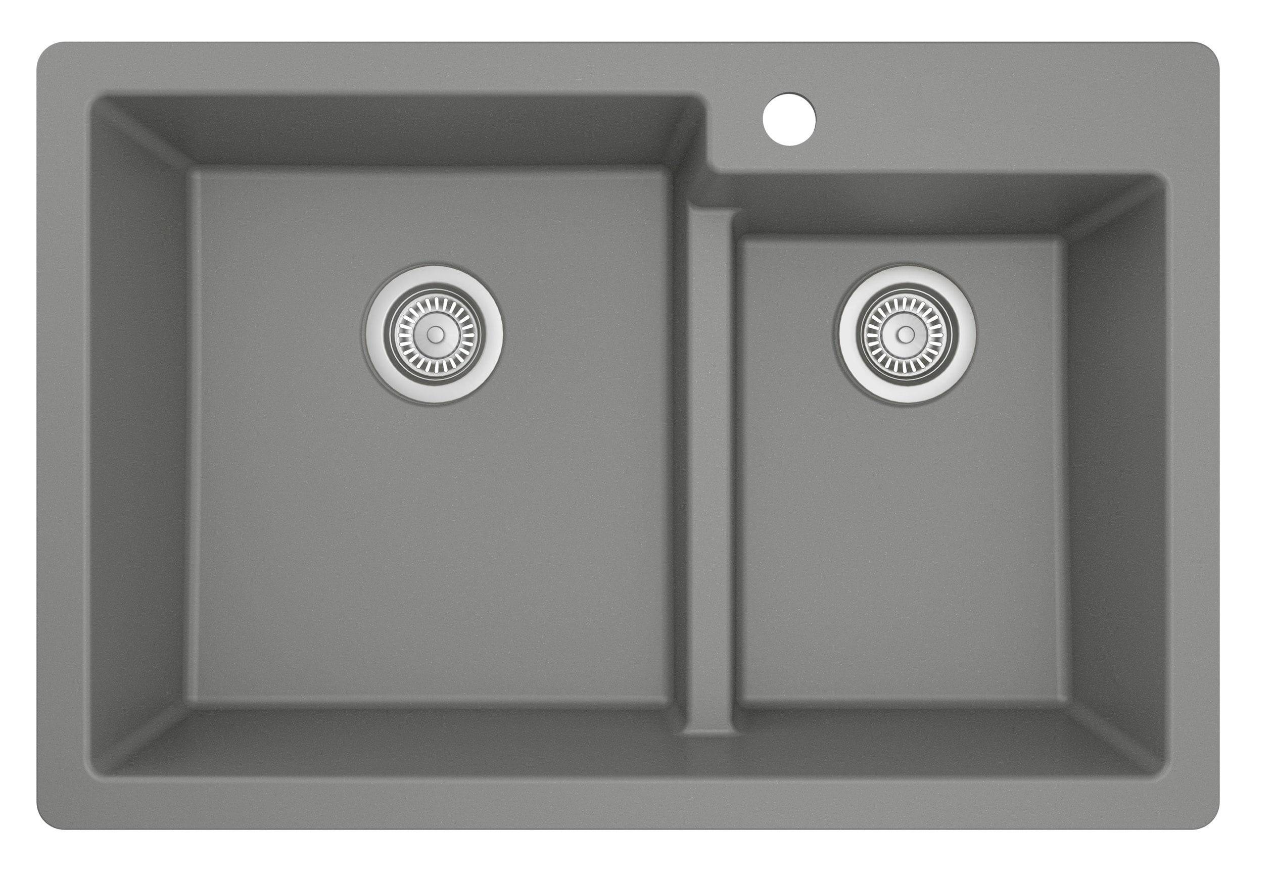 Karran Quartz 33'' X 22'' 60/40 Double Bowl Drop-in Kitchen Sink