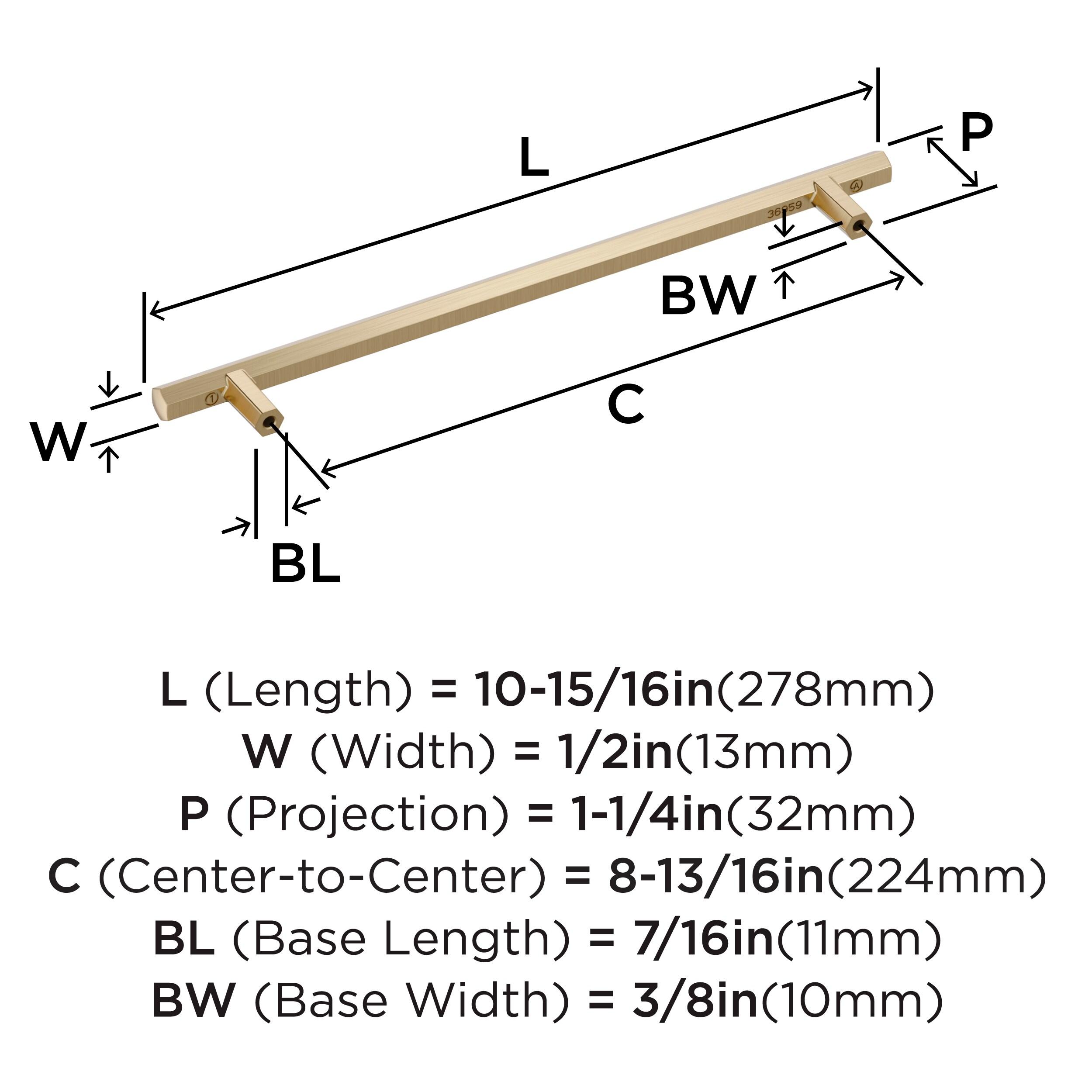 Amerock Caliber 8-13/16 inch (224mm) Center-to-Center Golden Champagne Cabinet Pull