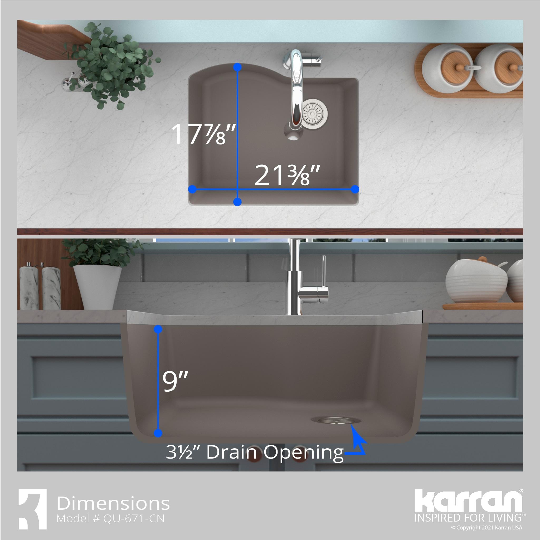 Karran Undermount Quartz Composite 24'' X 20-3/4'' Single Bowl Kitchen Sink