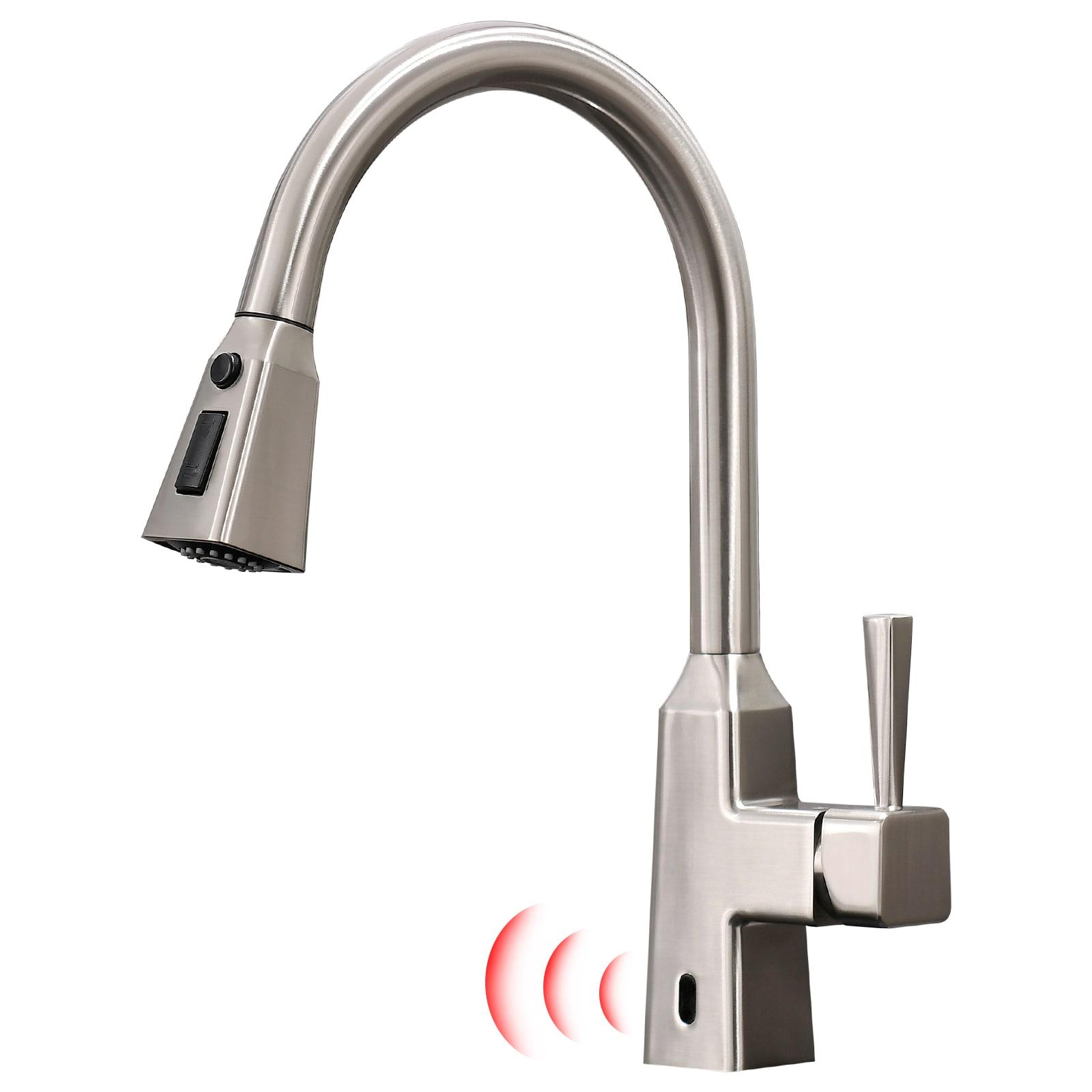 WELLFOR Touchless Kitchen Faucet withPull Down Sprayer, Single Handle Kitchen Sink Faucet in Brushed Nickel