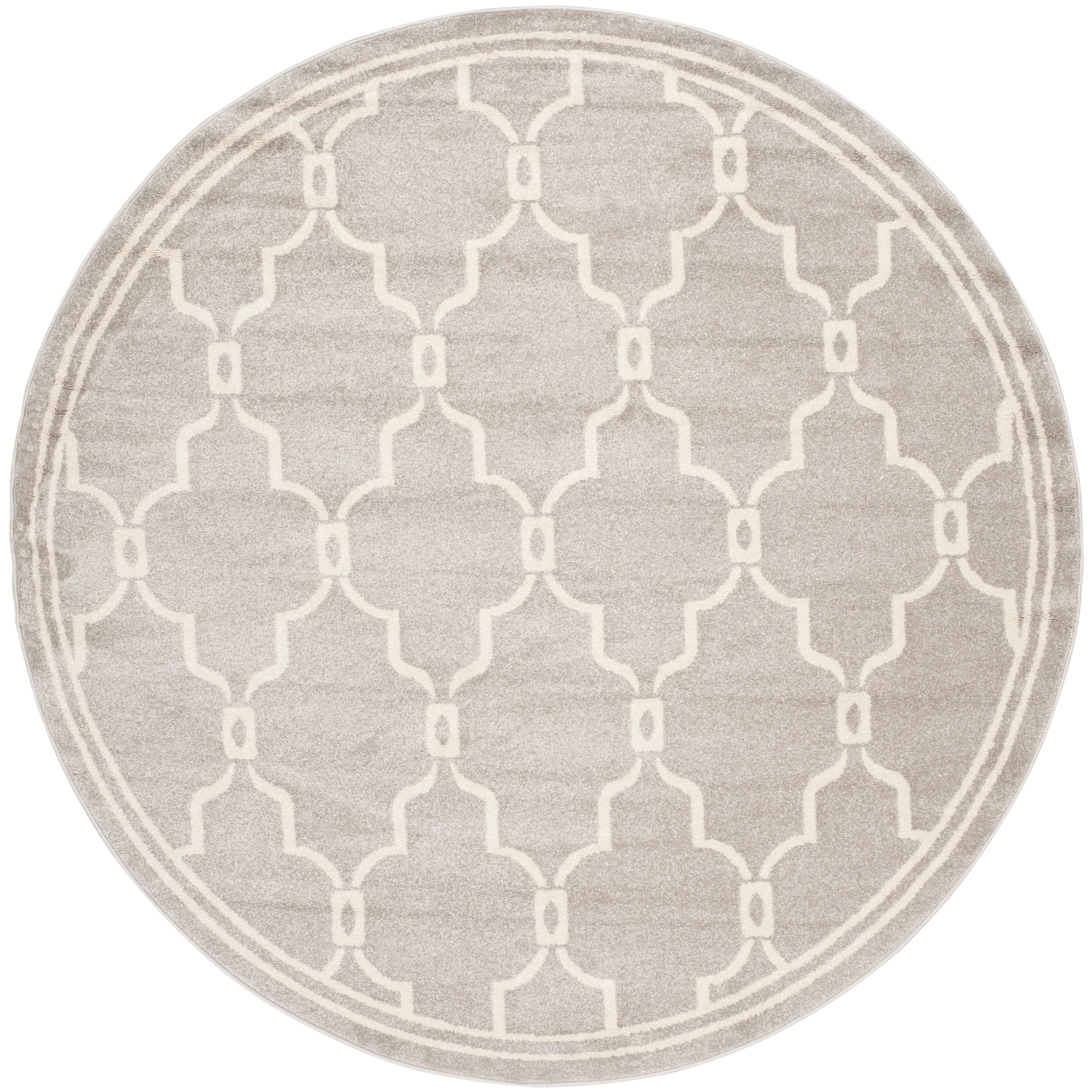 Amherst AMT414 Power Loomed Indoor Area Rug - Light Grey/Ivory - 7' Round - Safavieh