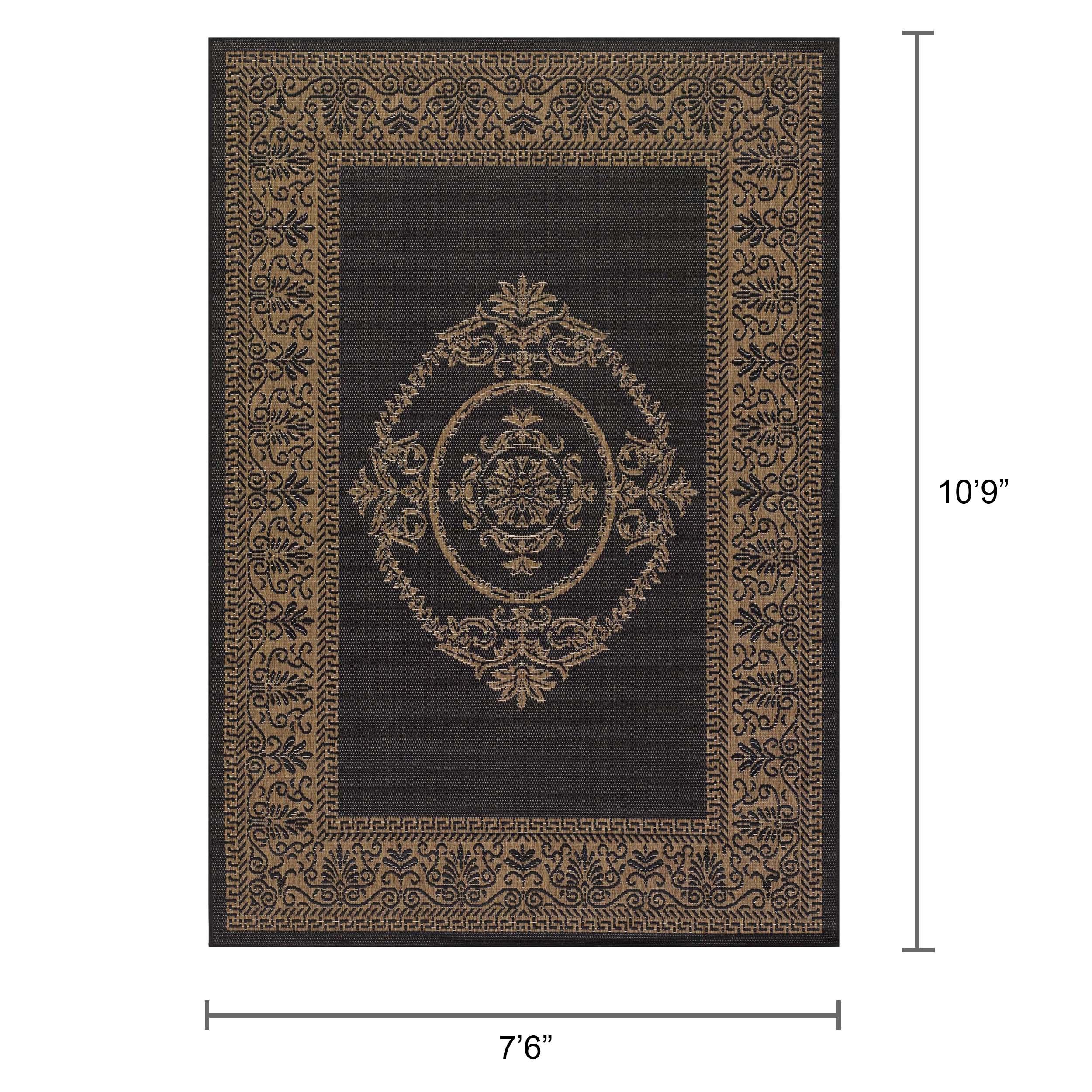 Couristan Recife Antique Medallion Area Rug, 7'6" x 10'9", Black-Cocoa