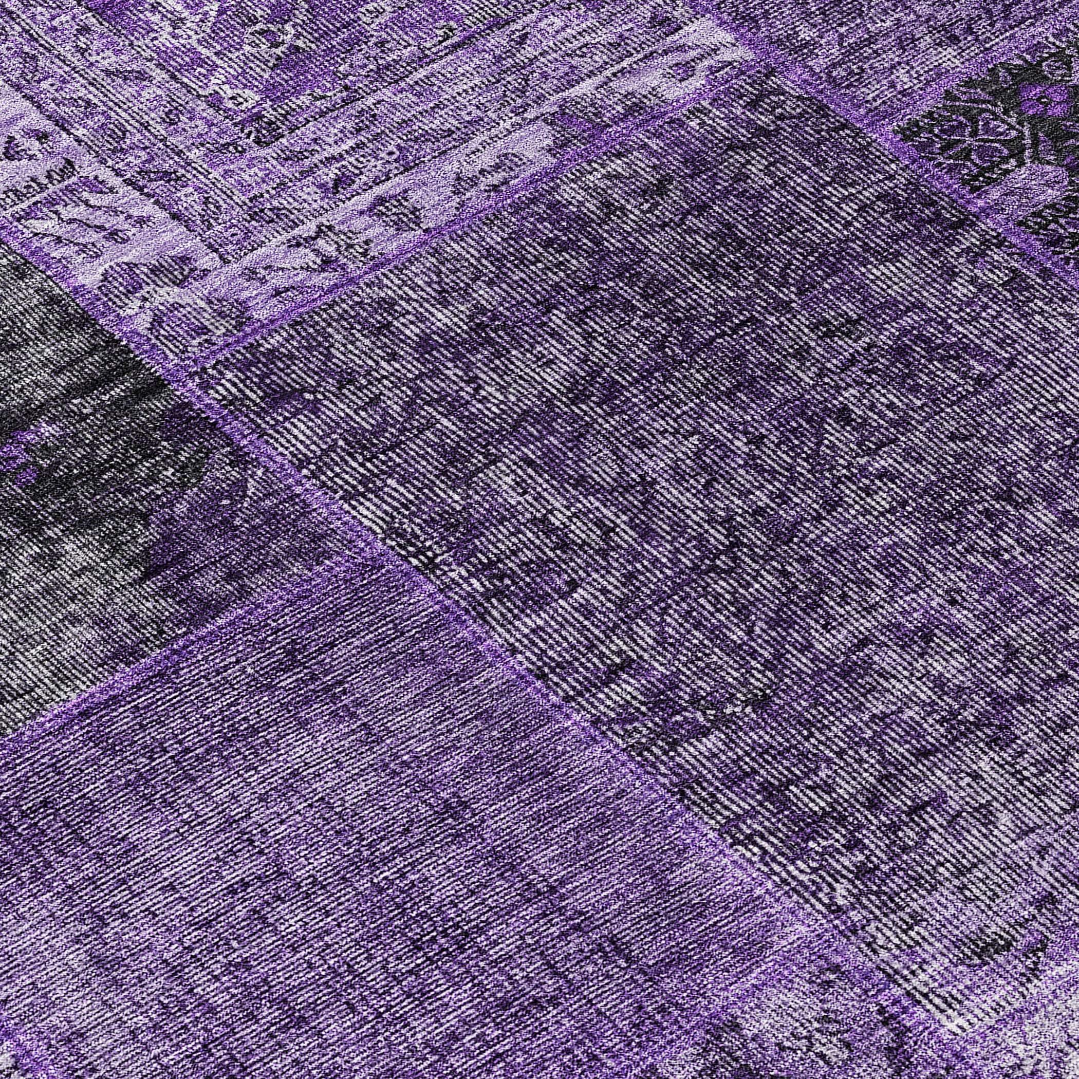 Addison Rugs Chantille Indoor/Outdoor Transitional Patchwork Eggplant Washable Rectangle Rug, 1'8" x 2'6"