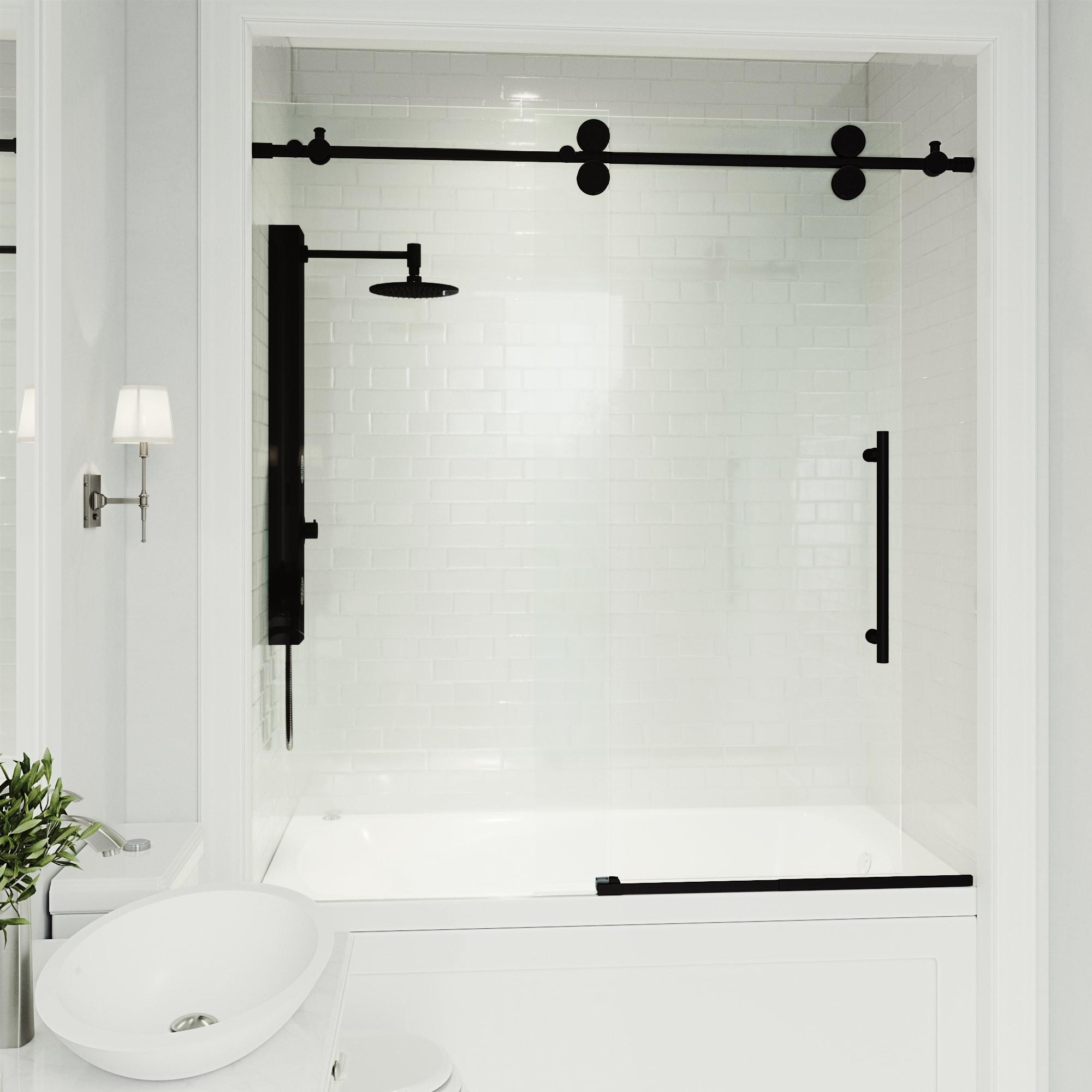 Elan 56-60" W x 66" H Sliding Frameless Tub Door with 3/8" Clear Glass