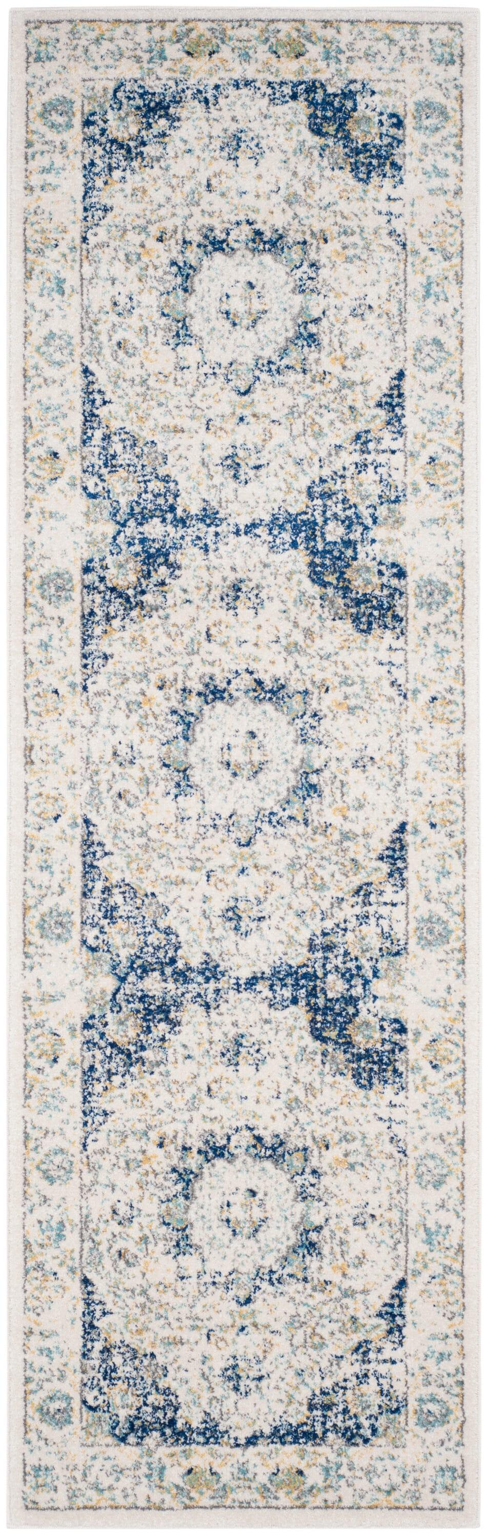 Evoke EVK220 Power Loomed Runner Rug - Ivory/Blue - 2'2"x9' - Safavieh.