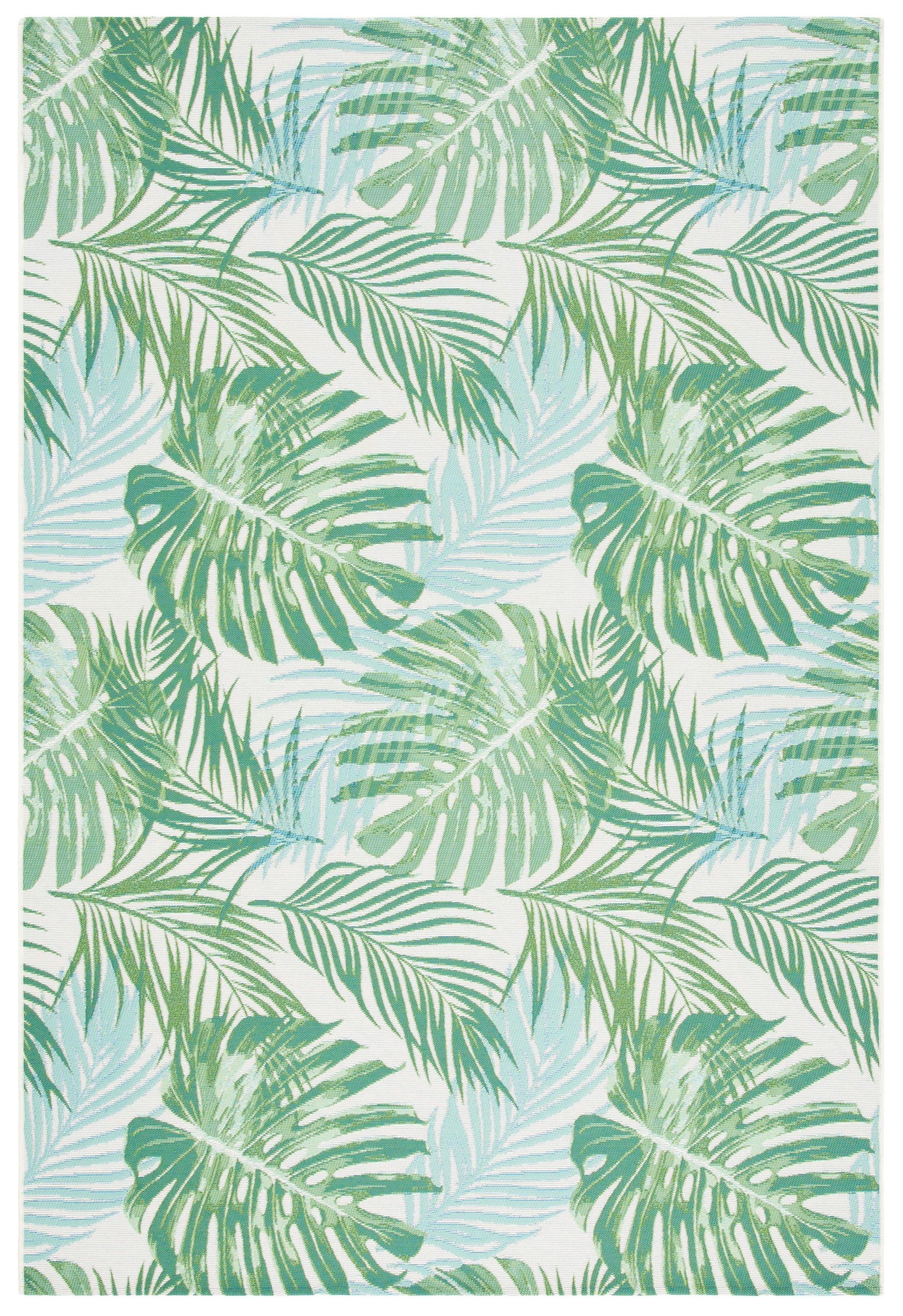 Barbados BAR592 Power Loomed Indoor/Outdoor Area Rug - Green/Teal - 5'3"x7'6" - Safavieh.