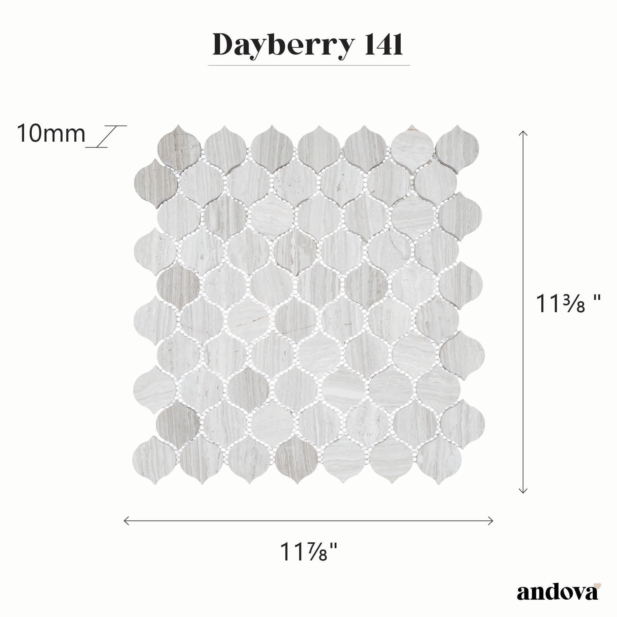Andova Dayberry 1.5" Marble Arabesque Mosaic Kitchen Backsplash, Bathroom, Shower, Pool, Wall and Floor Tile