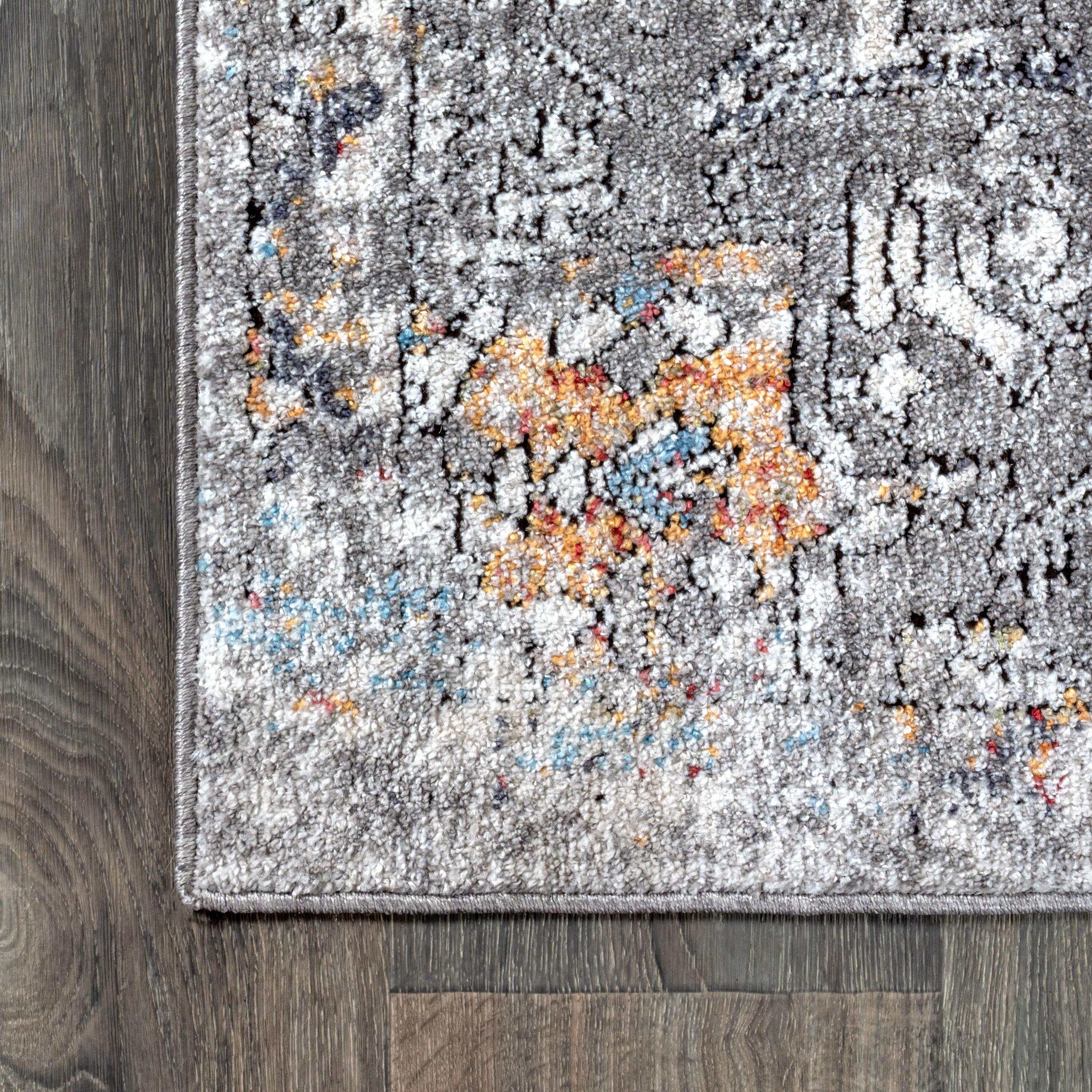 4'x6' Izmir Vintage Medallion Area Rug, Gray/Mustard/Turquoise - JONATHAN Y