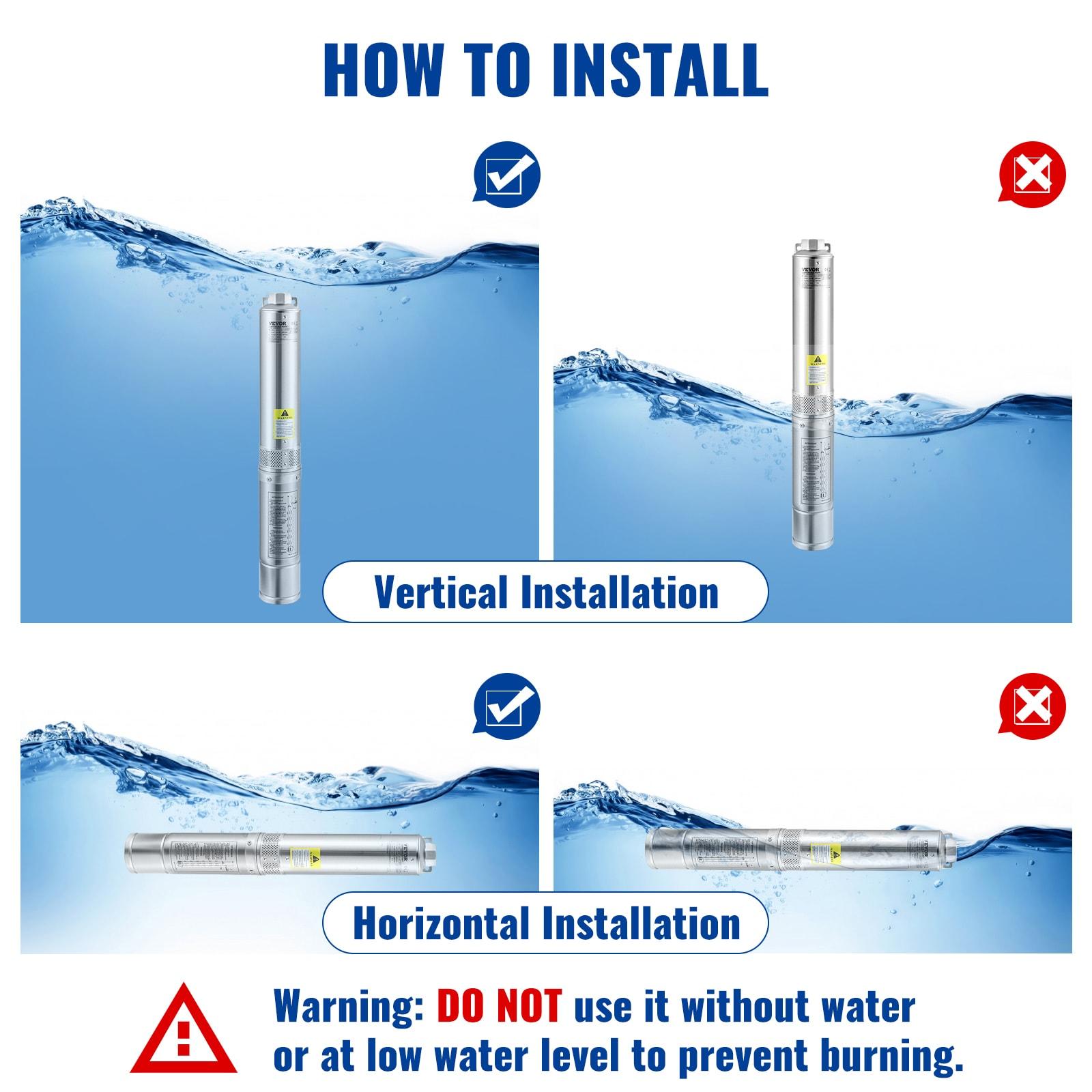 Deep Well Submersible Pump, 1HP 115V/60Hz