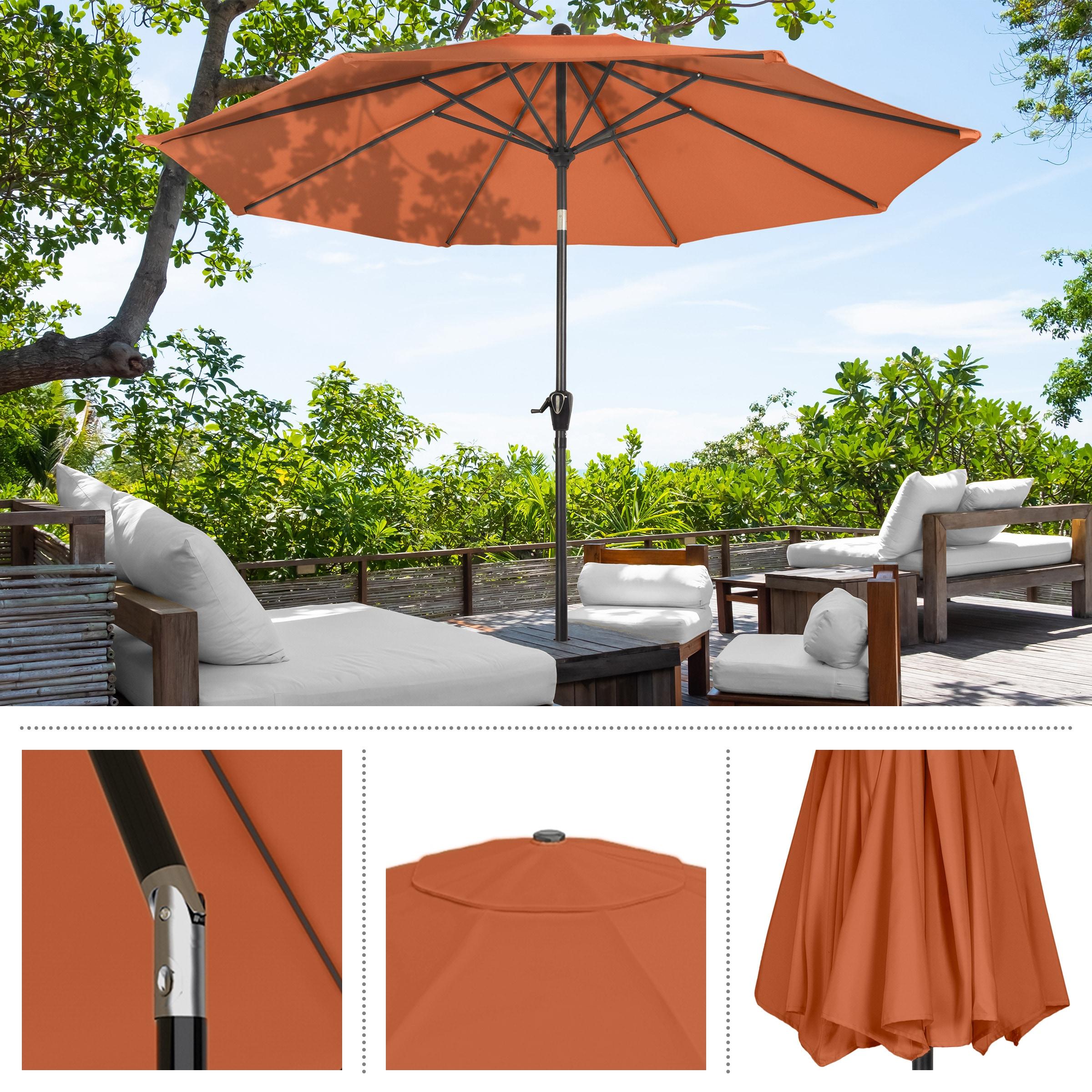 Pure Garden 10 Ft Patio Umbrella with Base, Orange
