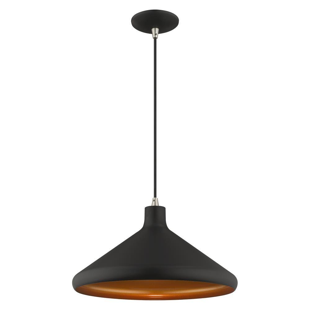 Livex Lighting Metal Shade 1 - Light Chandelier in  Black
