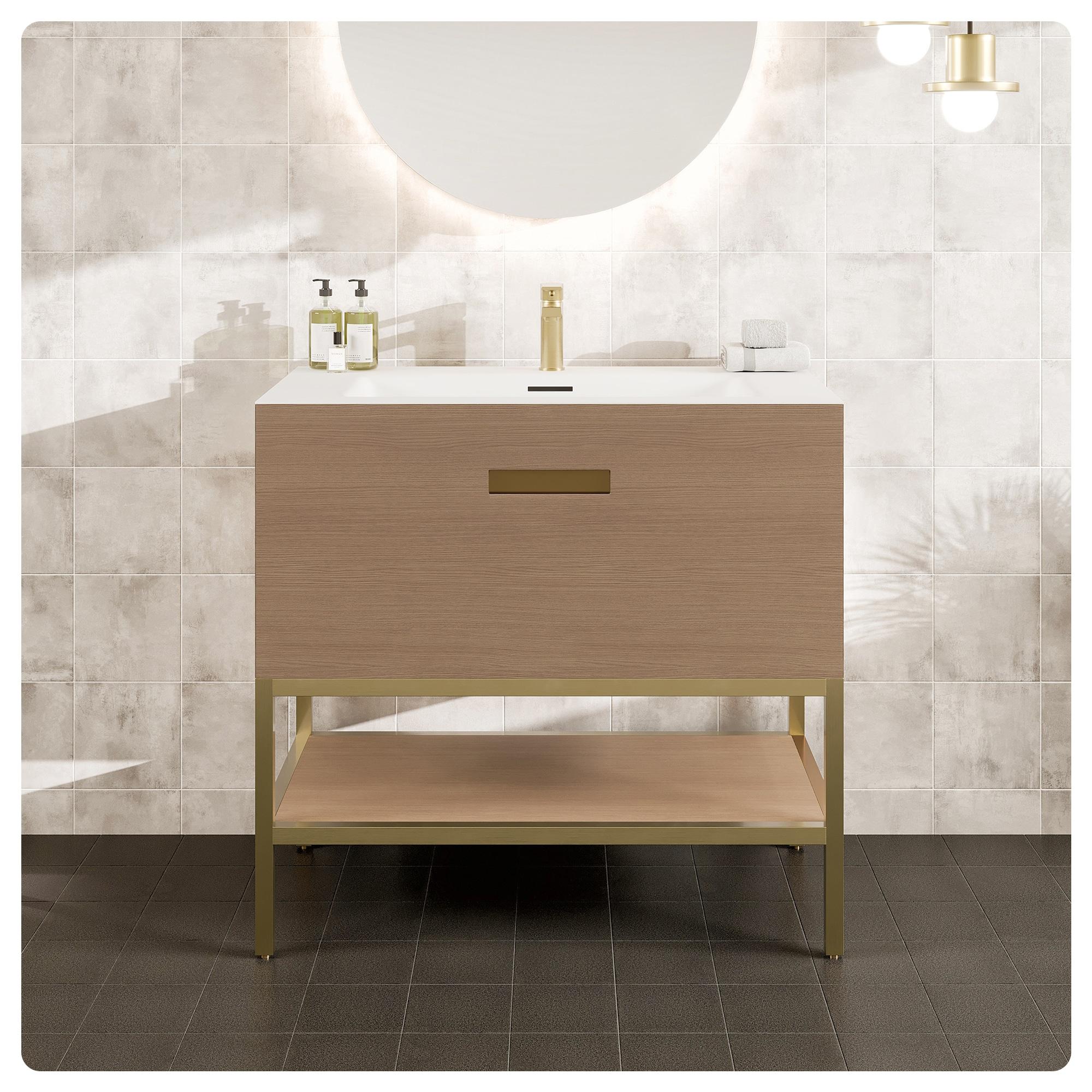 Eviva Lina 35'' Single Bathroom Vanity with Solid Surface Top