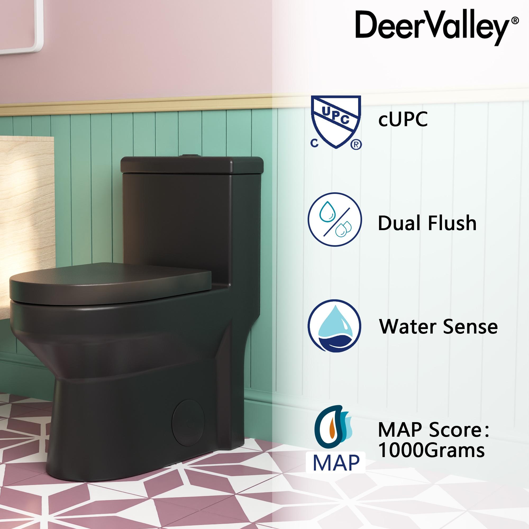 DeerValley Liberty Compact Toilets One-Piece Toilet With High-Efficiency Flush Round Toilet for Space-Saving Floor Mounted (Seat Included)