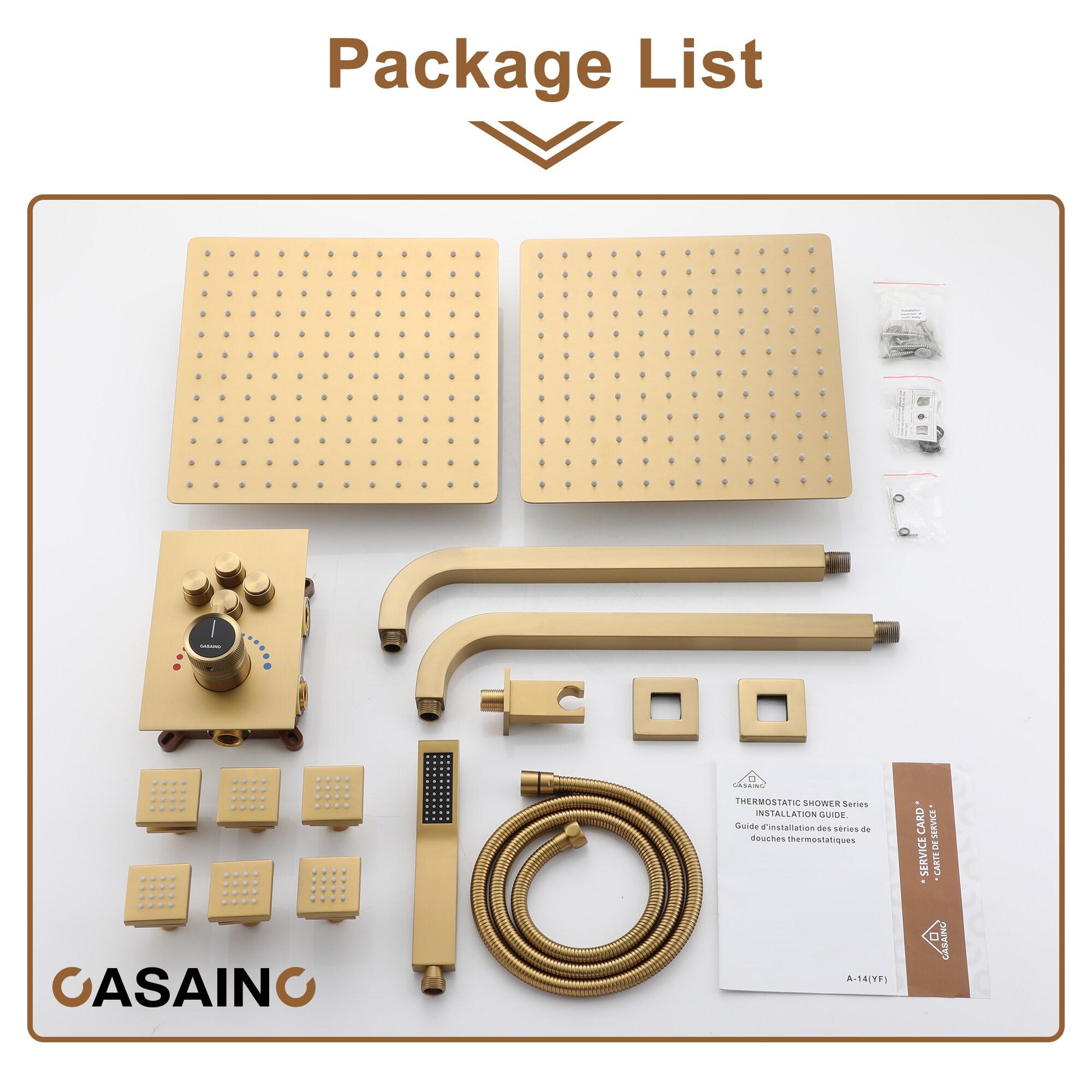 CASAINC Single Handle 1-Spray Thermostatic 4-function Shower System Dual Showerhead