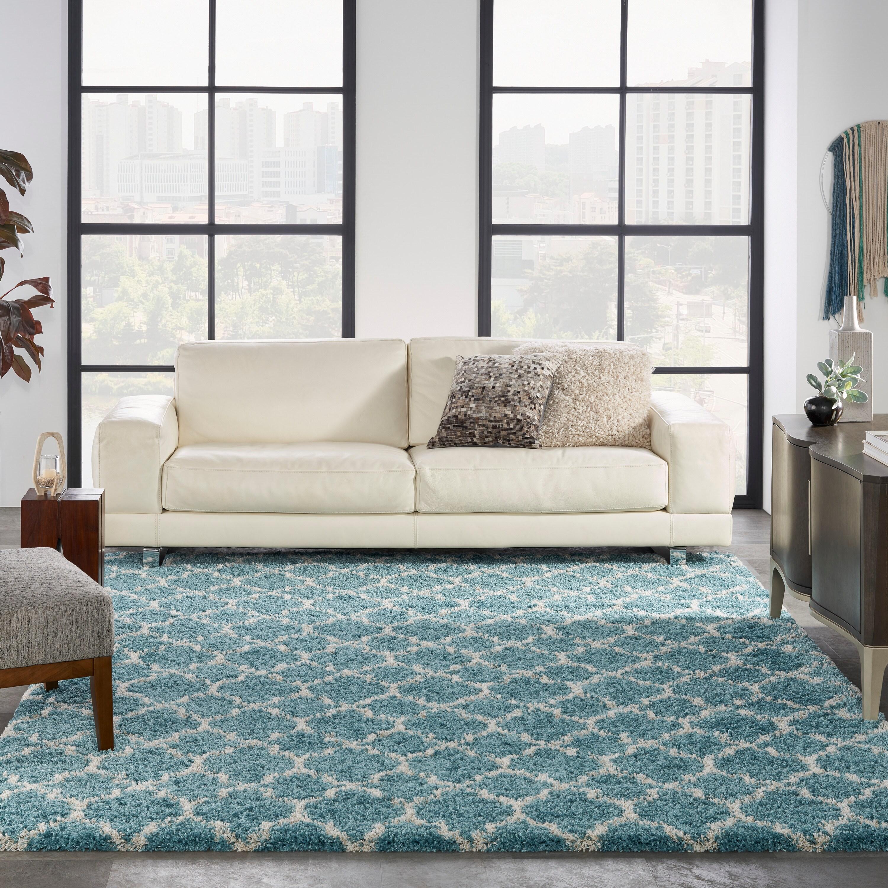 Nourison Amore Trellis Aqua 7'10" x 10'10" Area Rug, (8x11)