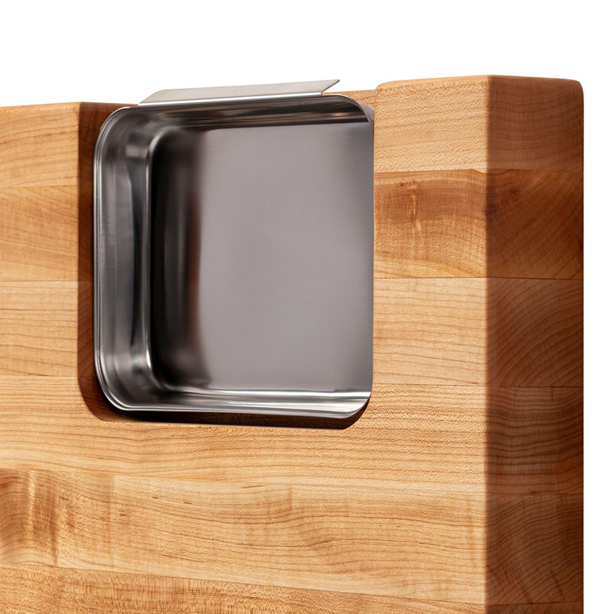 John Boos Boos Block Newton Prep Master Reversible Wood Cutting Board with Juice Groove and Pan, 2.25-Inch Thickness, 15" x 14" x 2 1/4", Maple