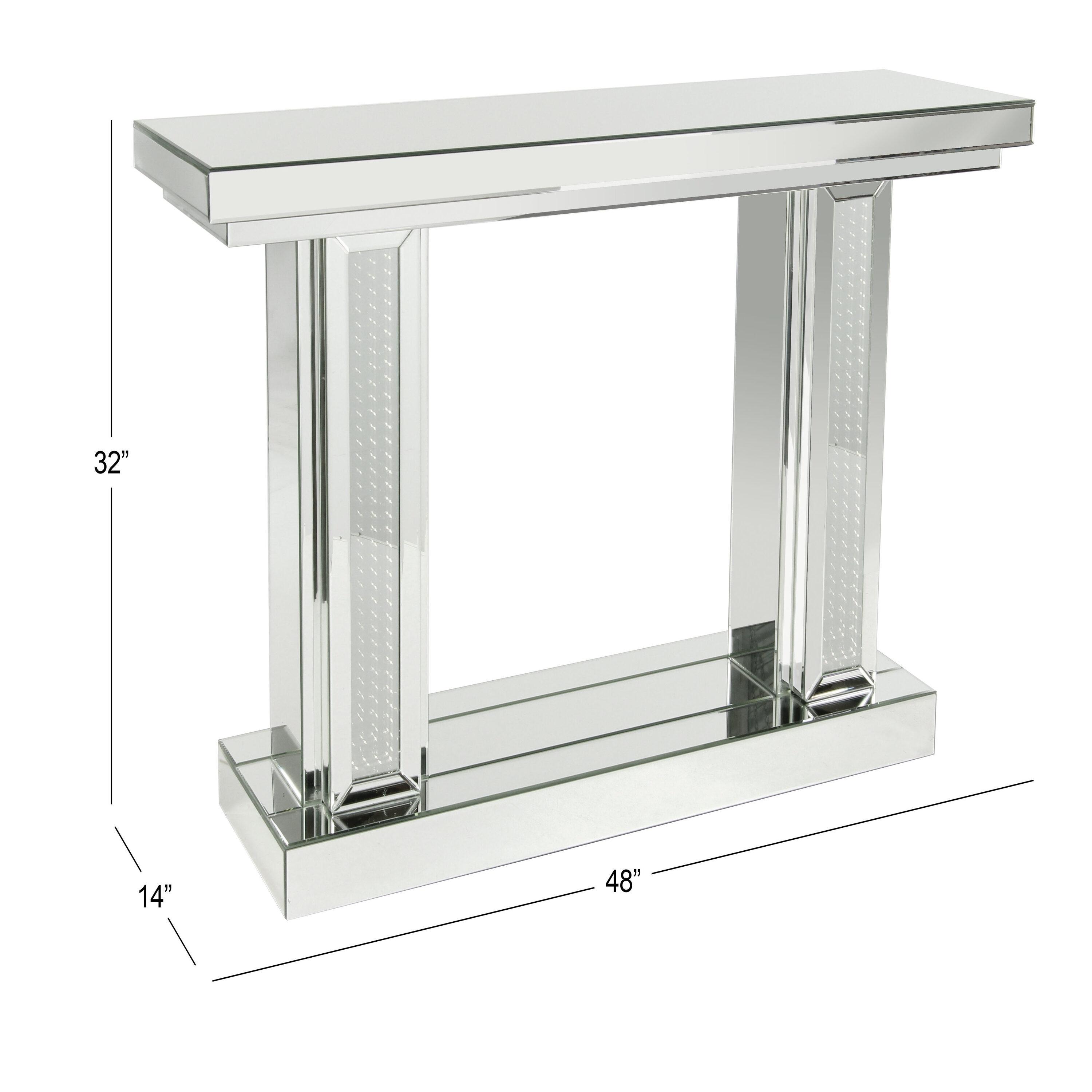 Glam Wood Console Table Silver - Olivia & May: Mirrored, Fixed Shelf, Indoor Use