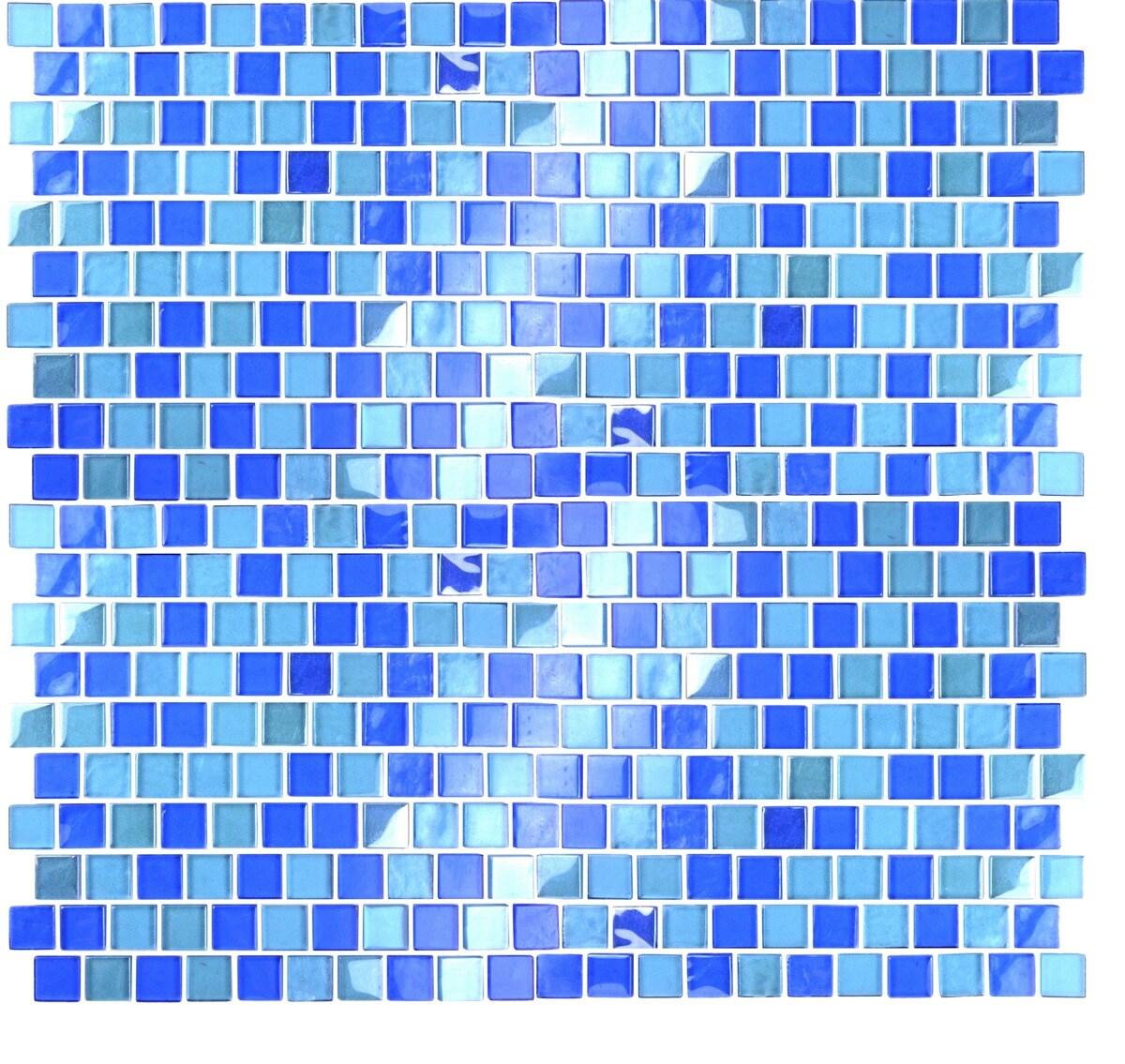 Landscape 1 in. x 1 in. Translucent Glass Plastic Face Mounted Brick Mosaic Designer Pool Tile
