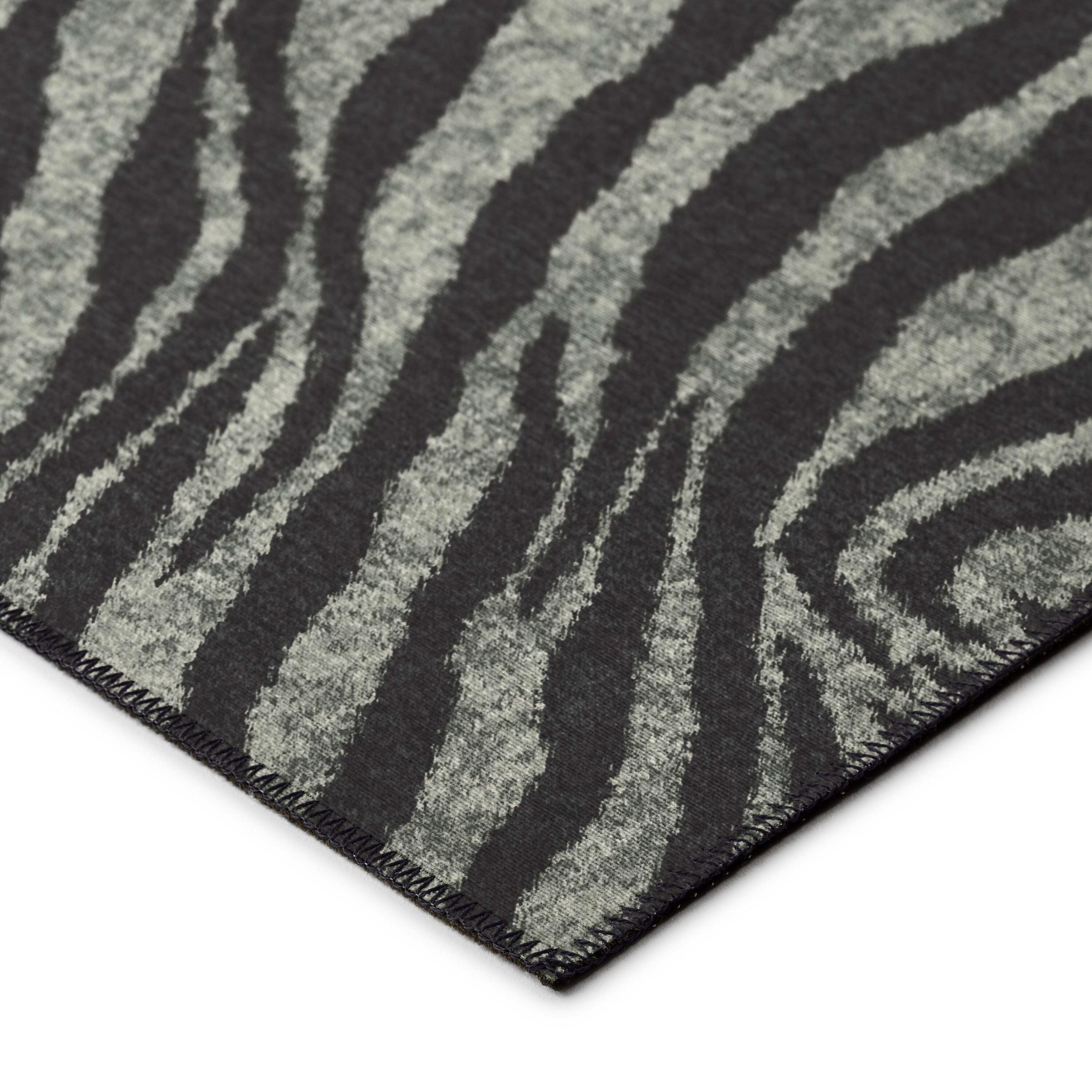 Addison Rugs Addison Indoor/ Outdoor Safari Zebra Animal Print Washable Area Rug 8' x 8' - Shadow