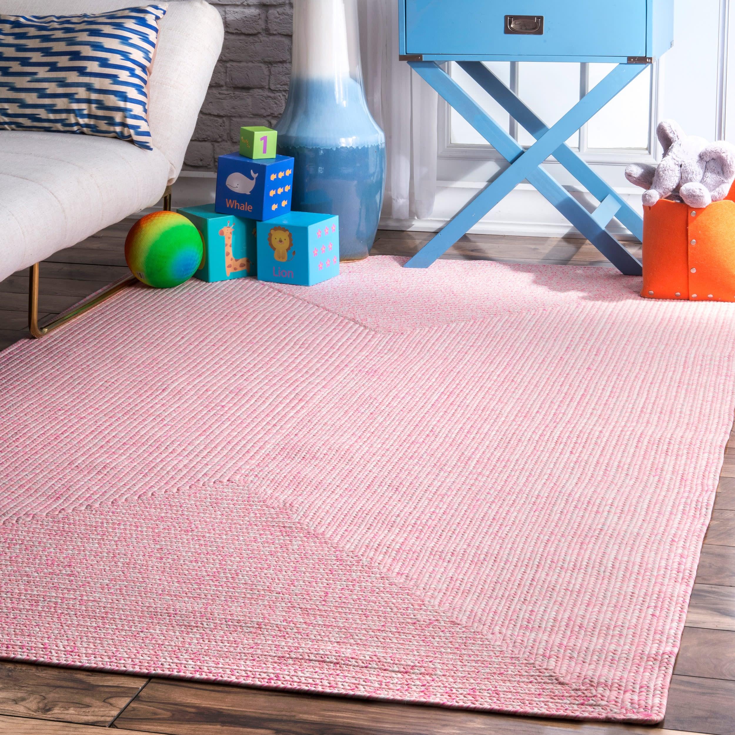 Handmade Pink Braided 25" Reversible Indoor-Outdoor Rug