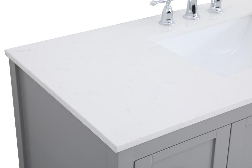 Elegant Decor Theo 48" Steel and Solid Wood Single Bathroom Vanity in Gray