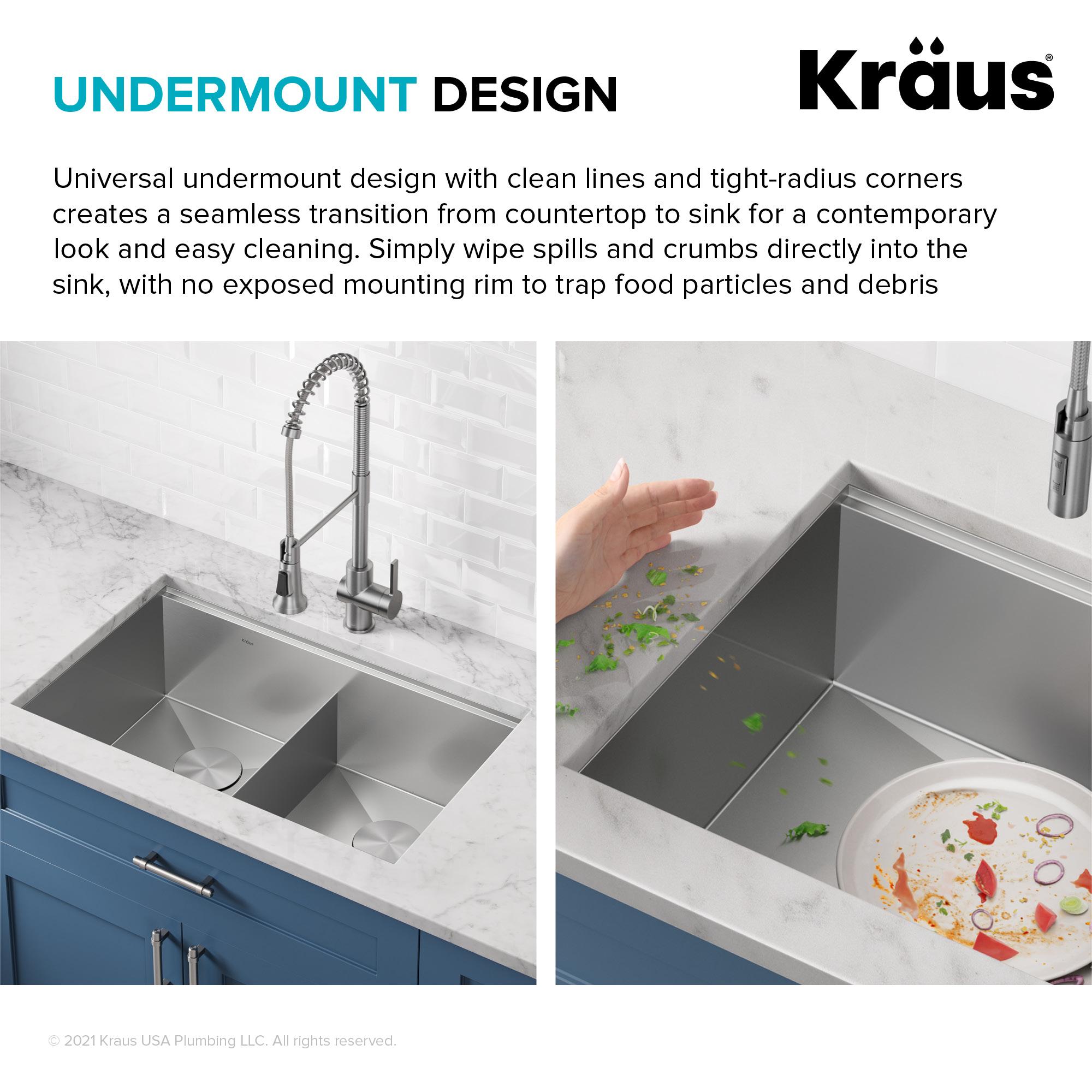 Kraus KRAUS Kore™ 30" L Undermount Workstation 16 Gauge Stainless Steel Double Bowl Kitchen Sink KWU112-30